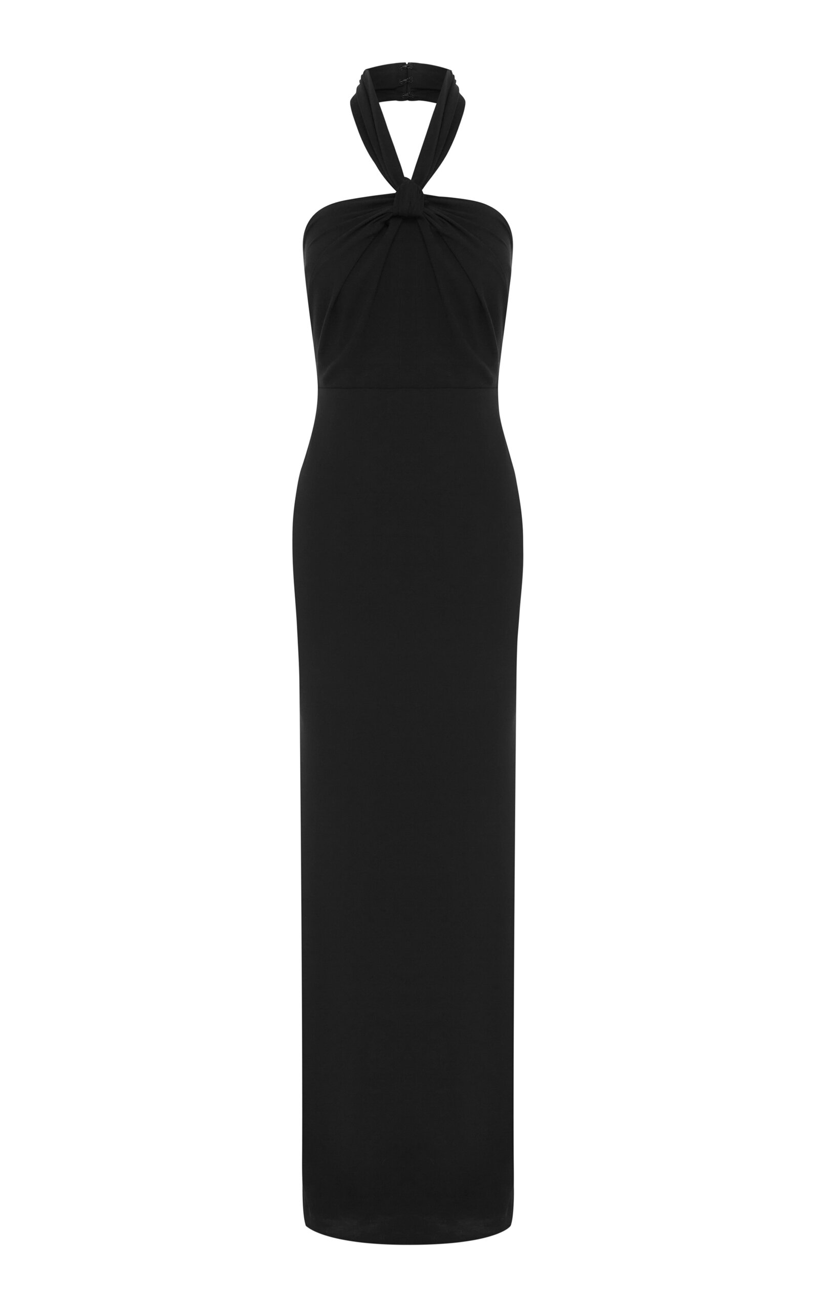 Twist-Halter Crepe Maxi Dress