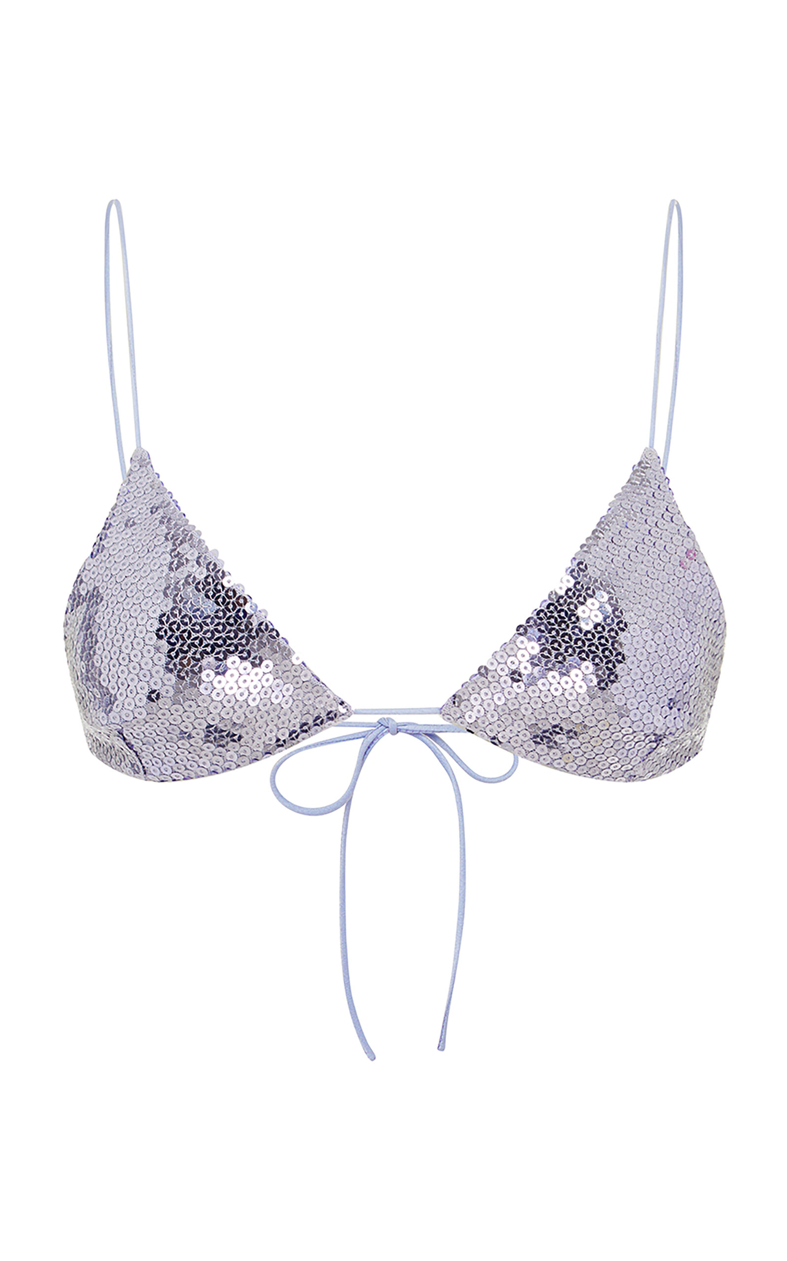 Sequined Mesh Bikini Top