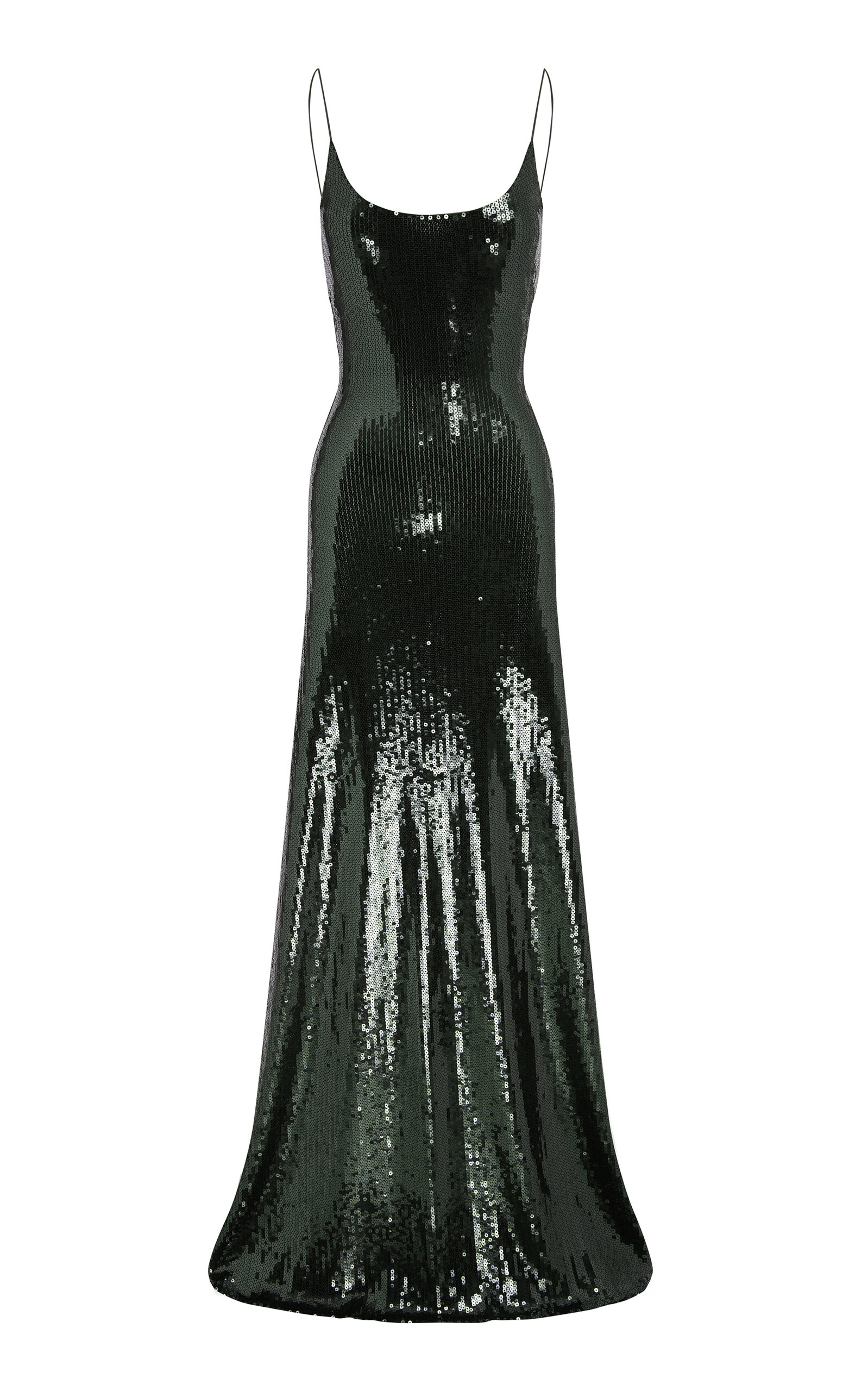 Scoop-Neck Sequined Mesh Gown