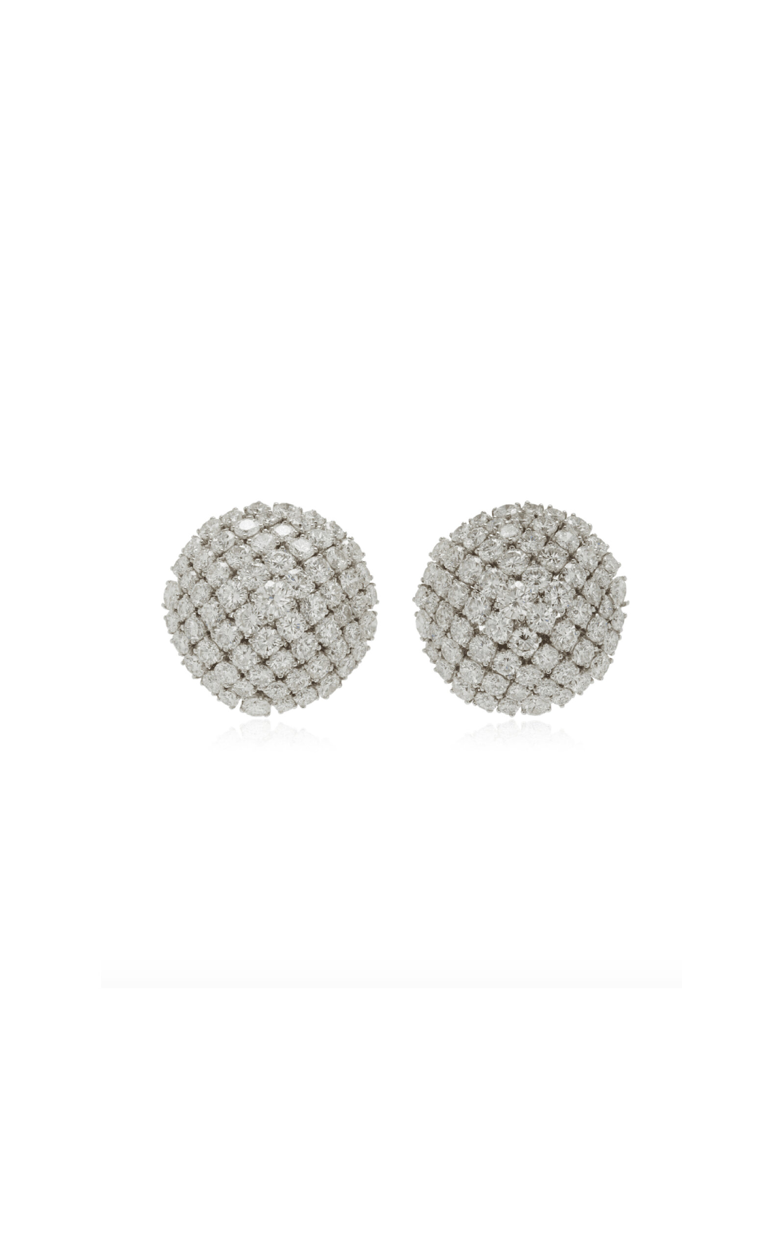 Button 18K White Gold Diamond Earrings