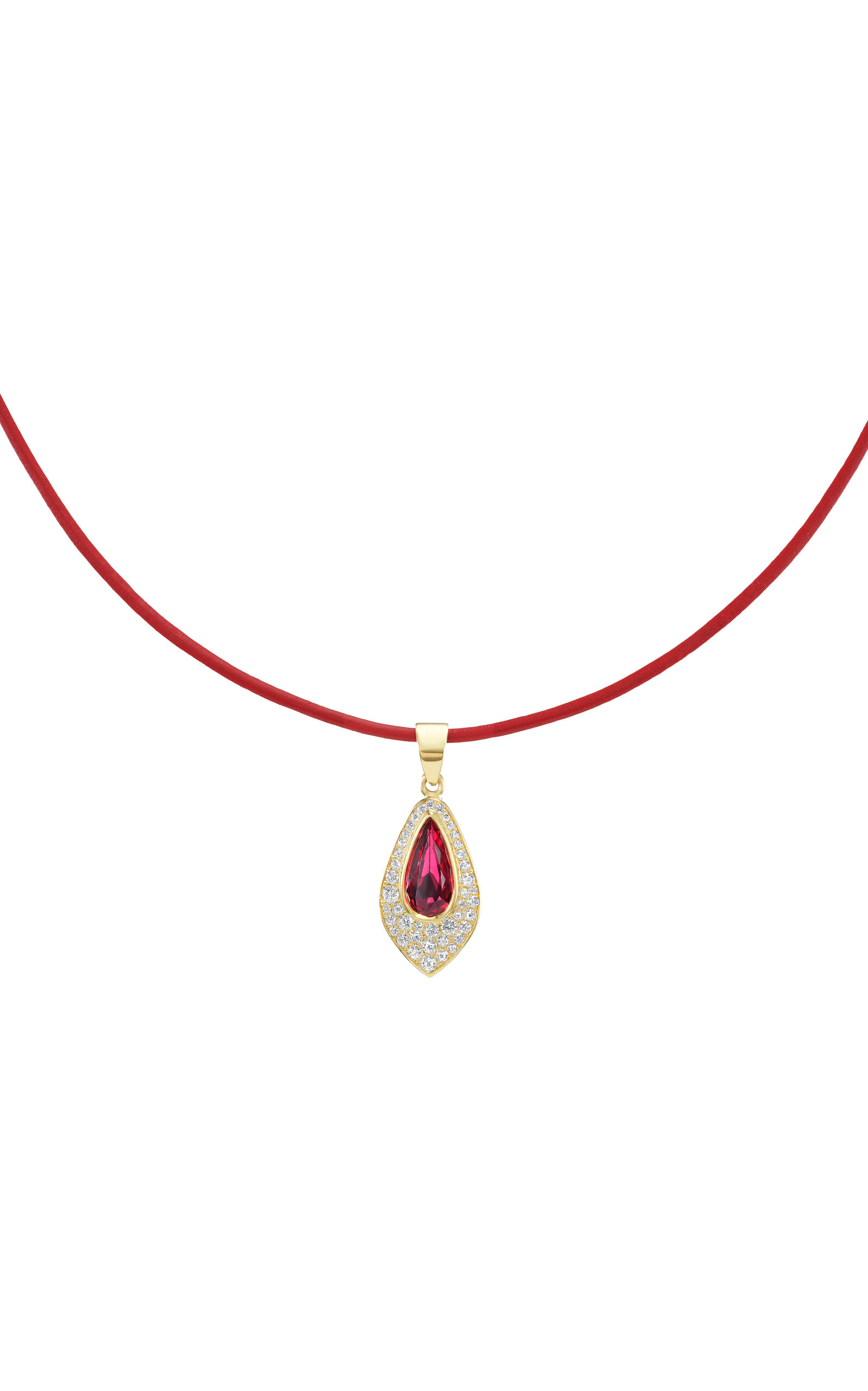 18K Yellow Gold Ruby; Diamond Necklace