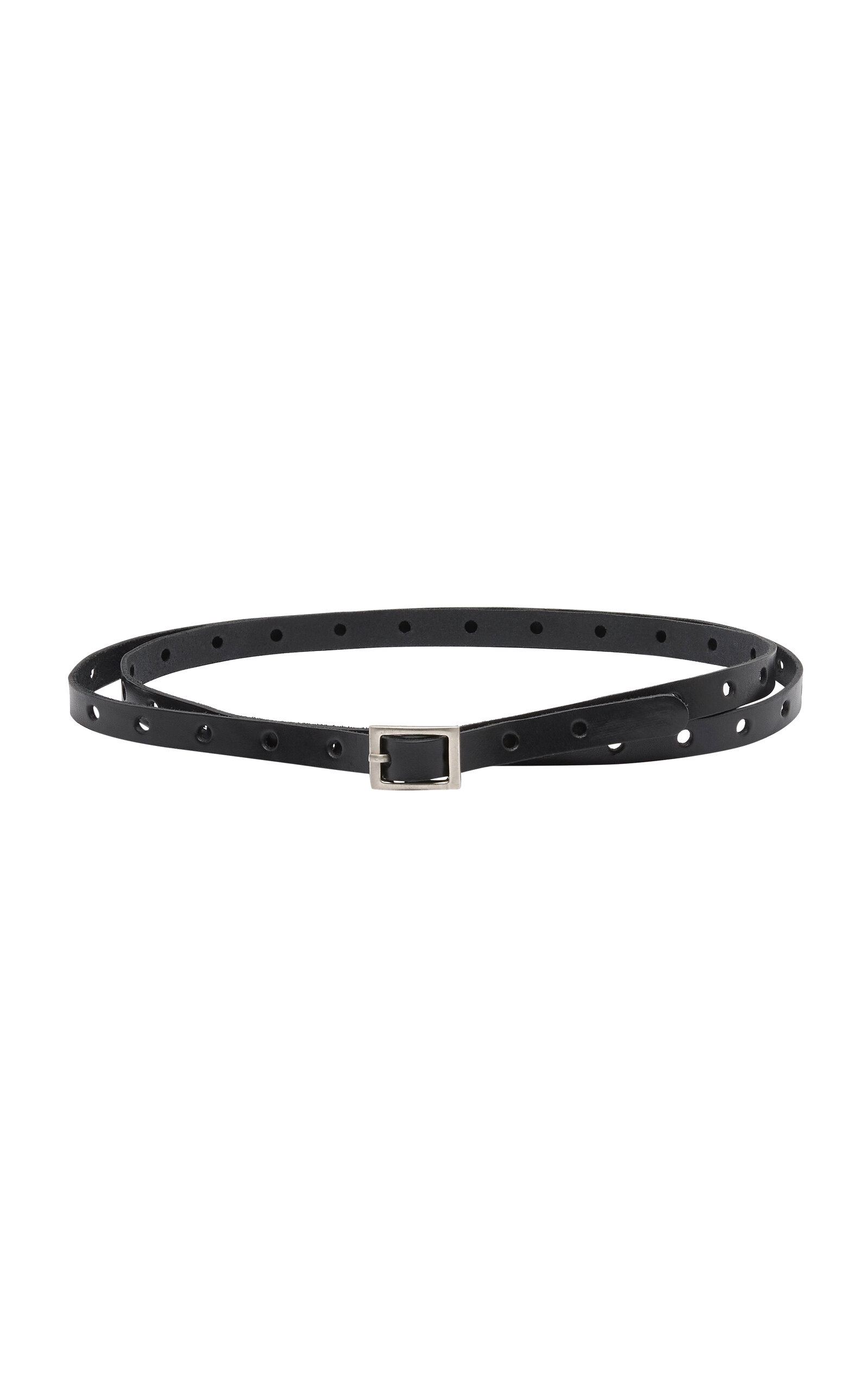 Perforated Leather Slim Belt