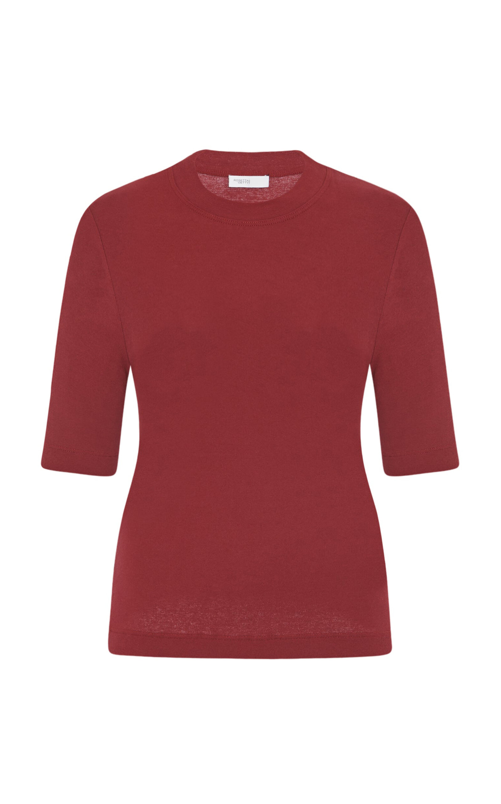 Cropped-Sleeve Cotton T-Shirt