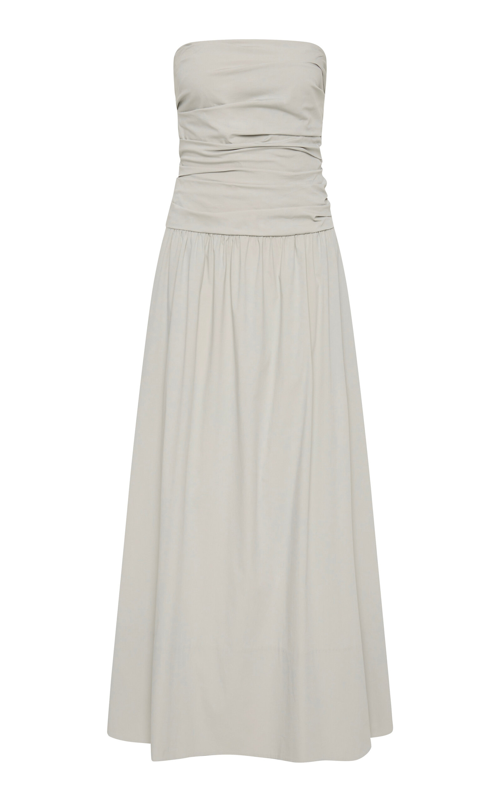 Strapless Tie-Back Cotton-Blend Maxi Dress