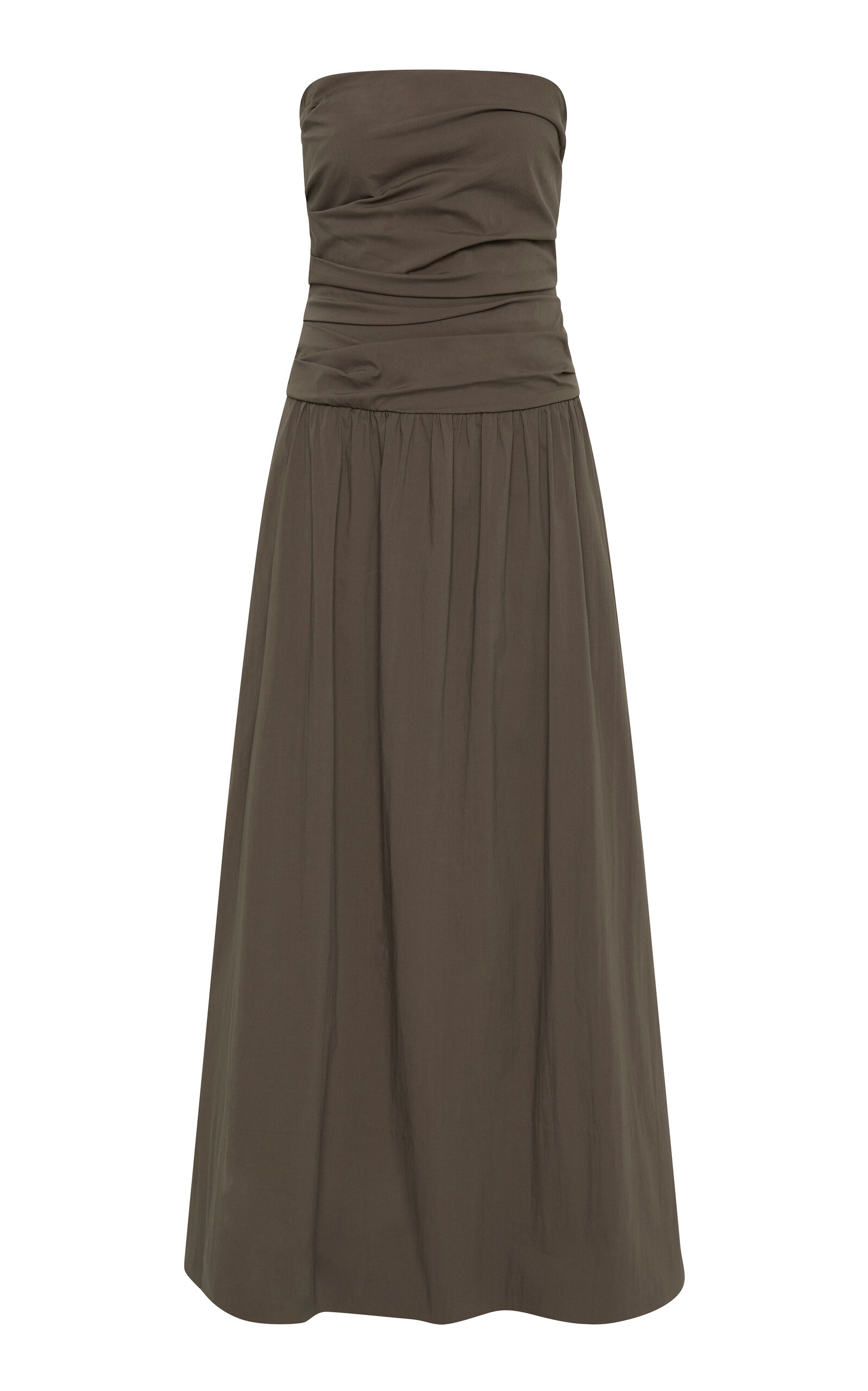 Strapless Tie-Back Cotton-Blend Maxi Dress