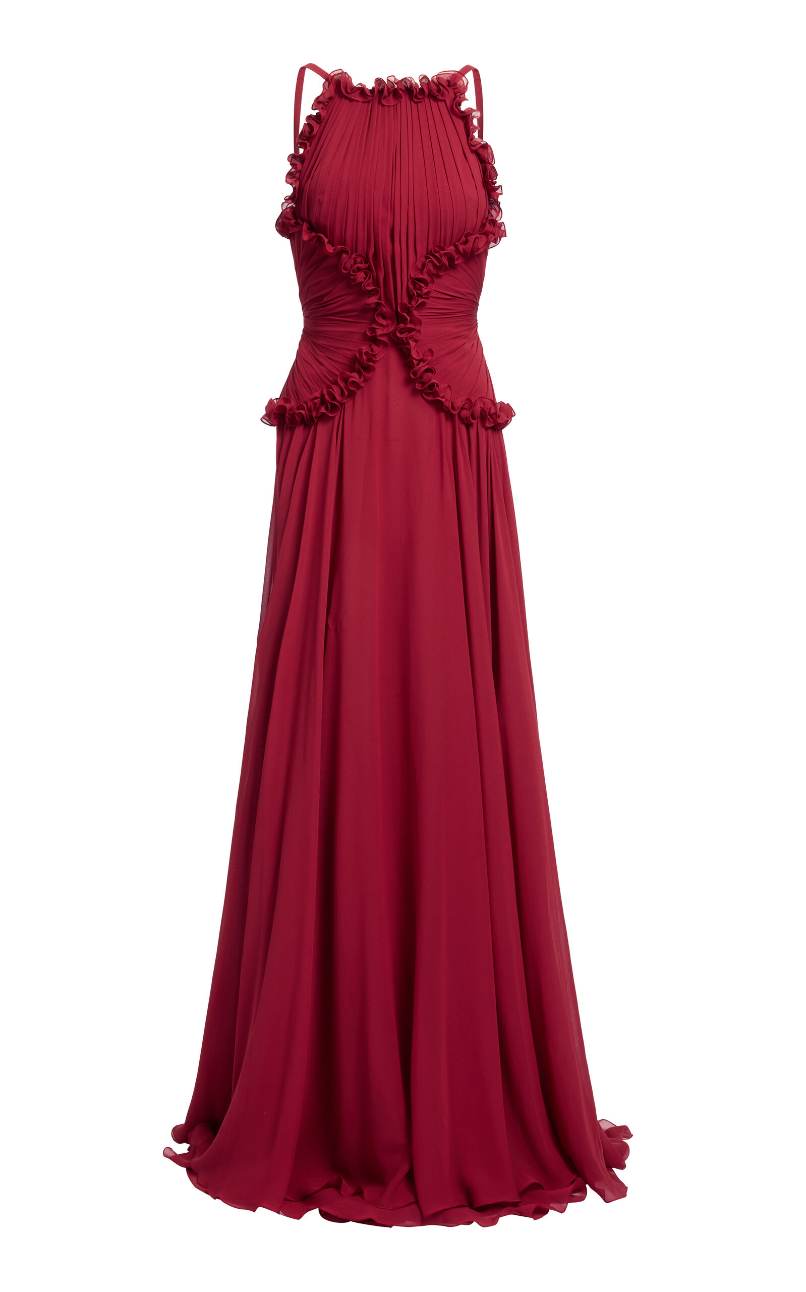 Ruffled Silk Georgette Maxi Dress