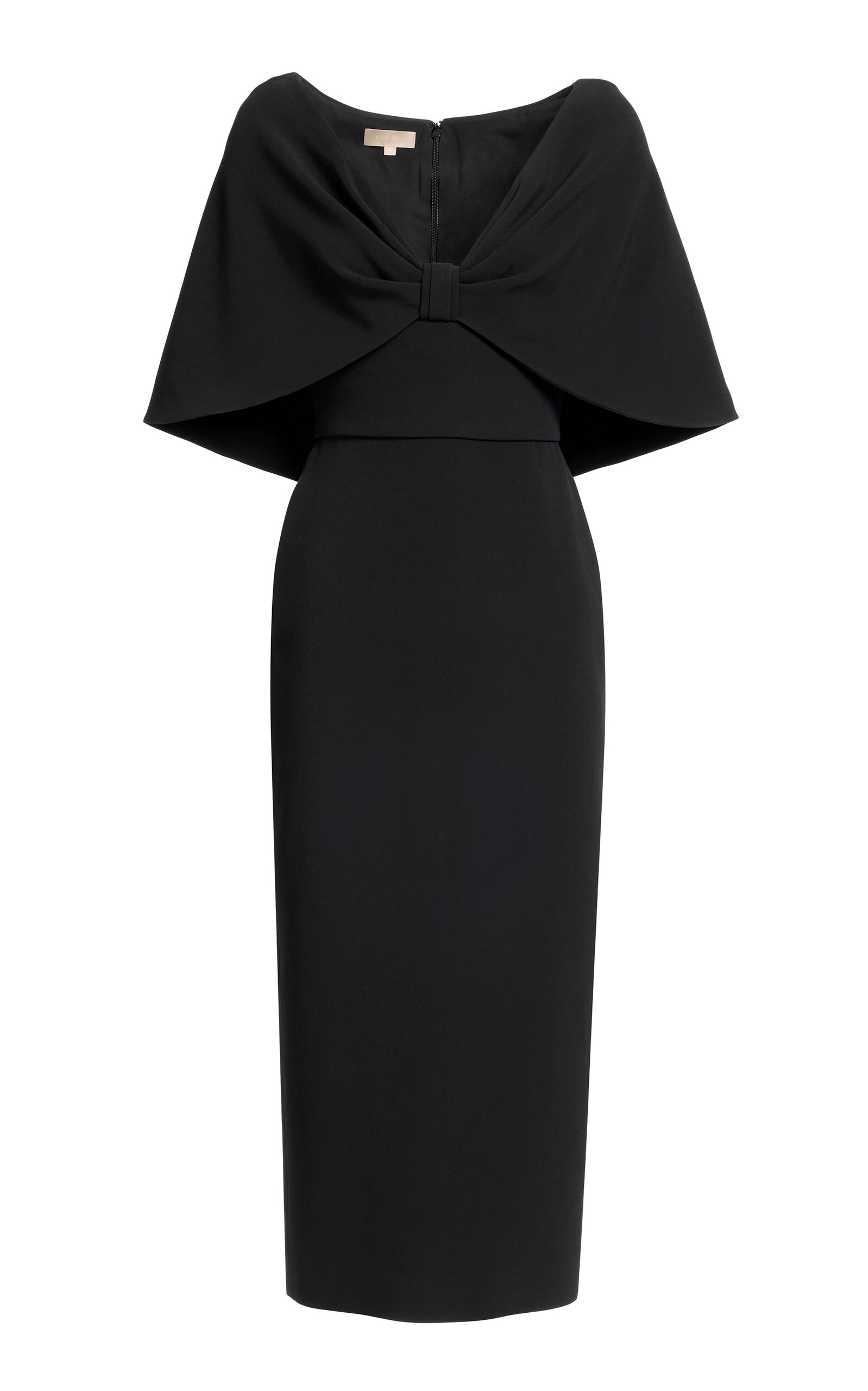 Cape-Sleeve Cady Midi Dress