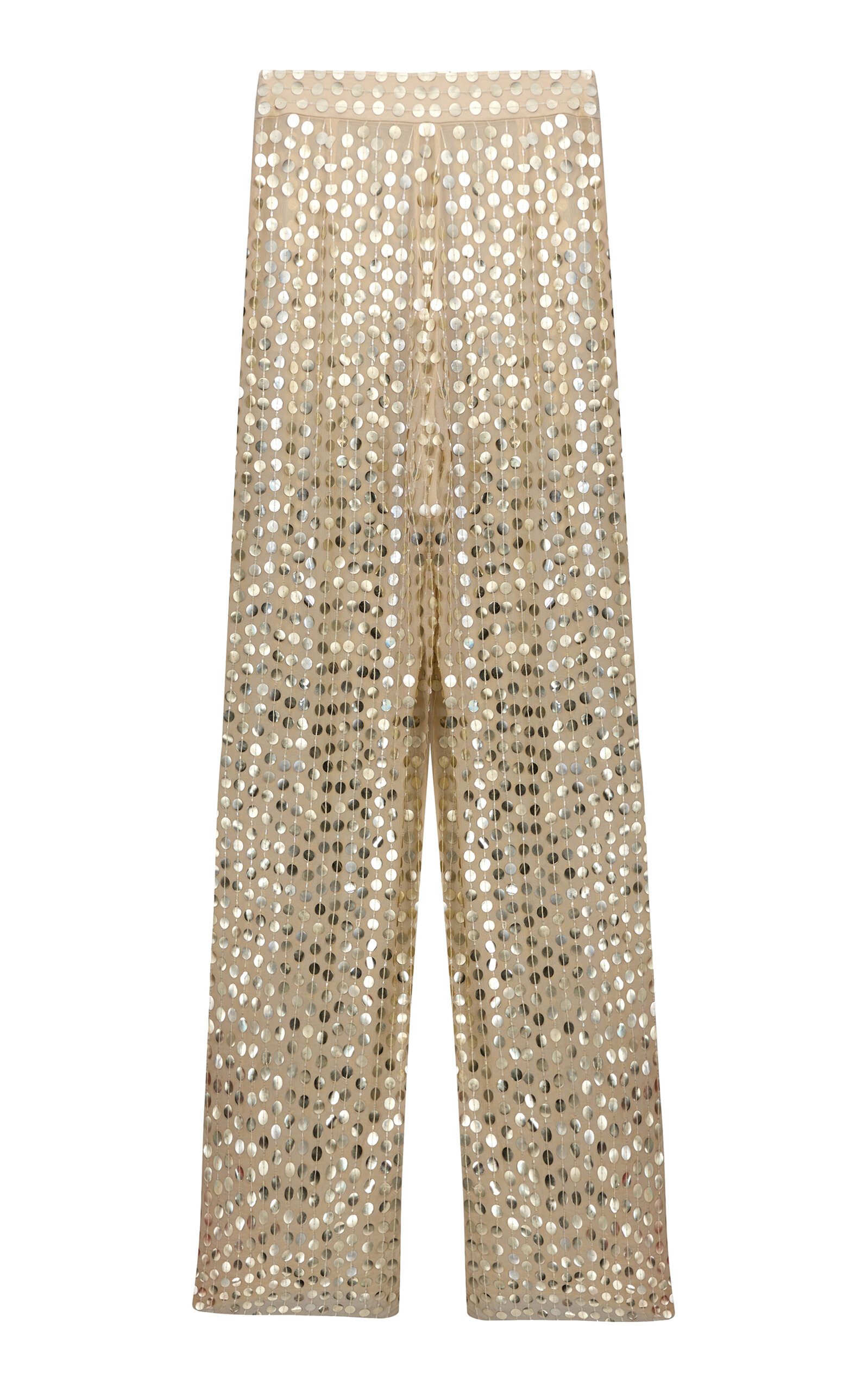 Meredith Embellished Silk Wide-Leg Pants