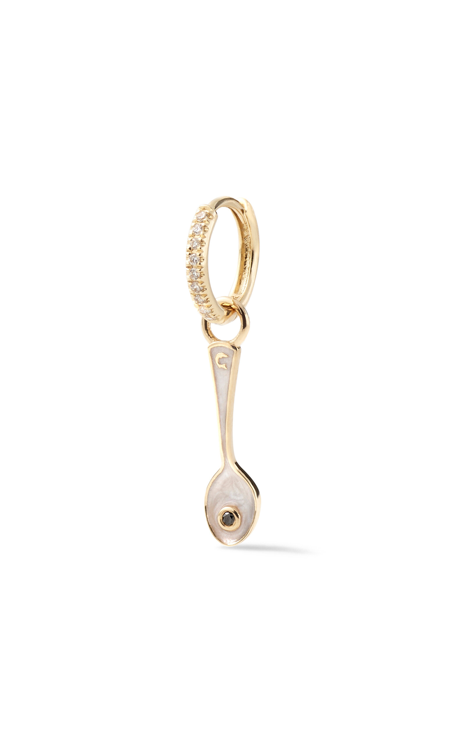 14K Yellow Gold Kaspia Caviar Spoon Single Huggie