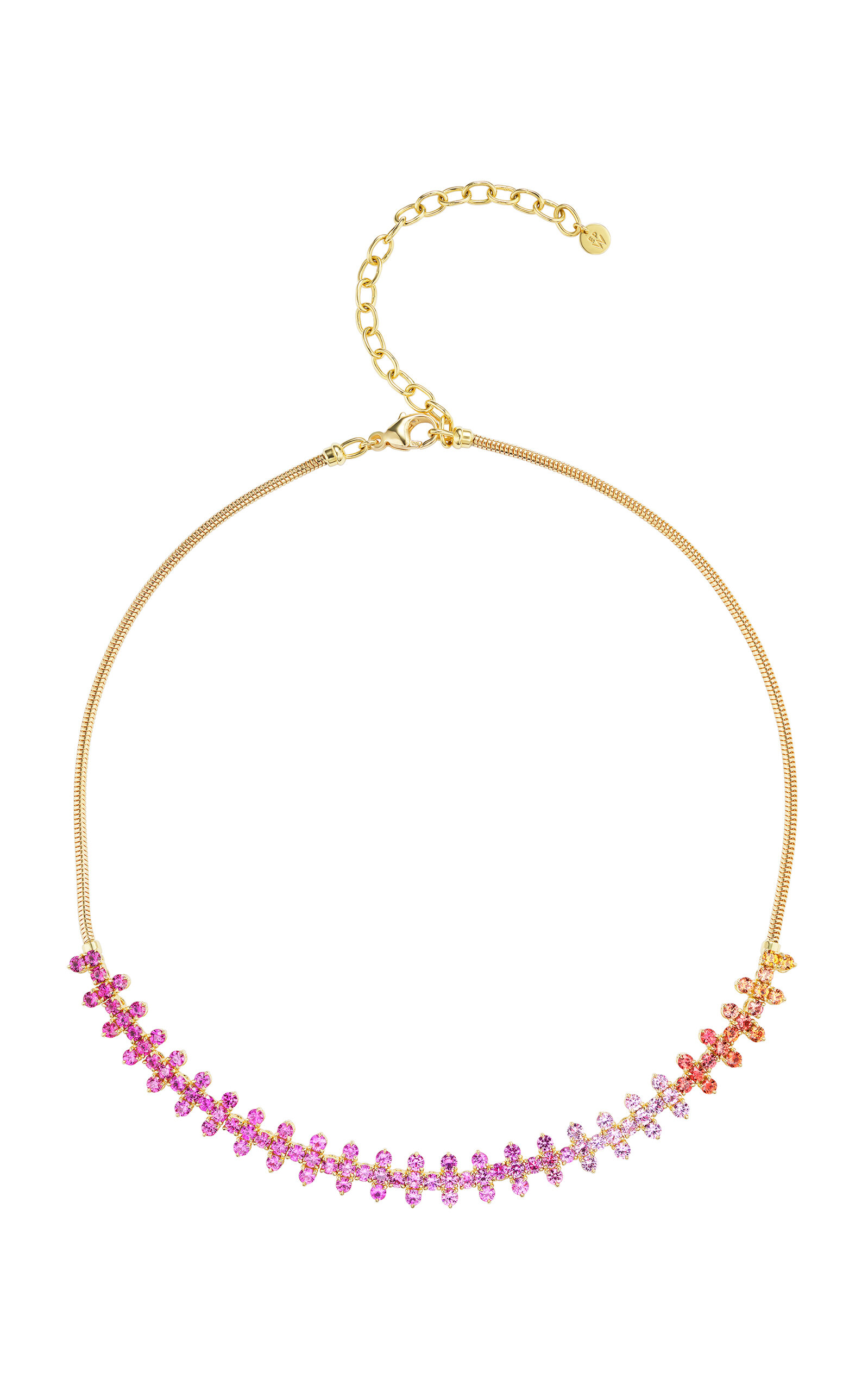 18K Yellow Gold Pink Flora Necklace