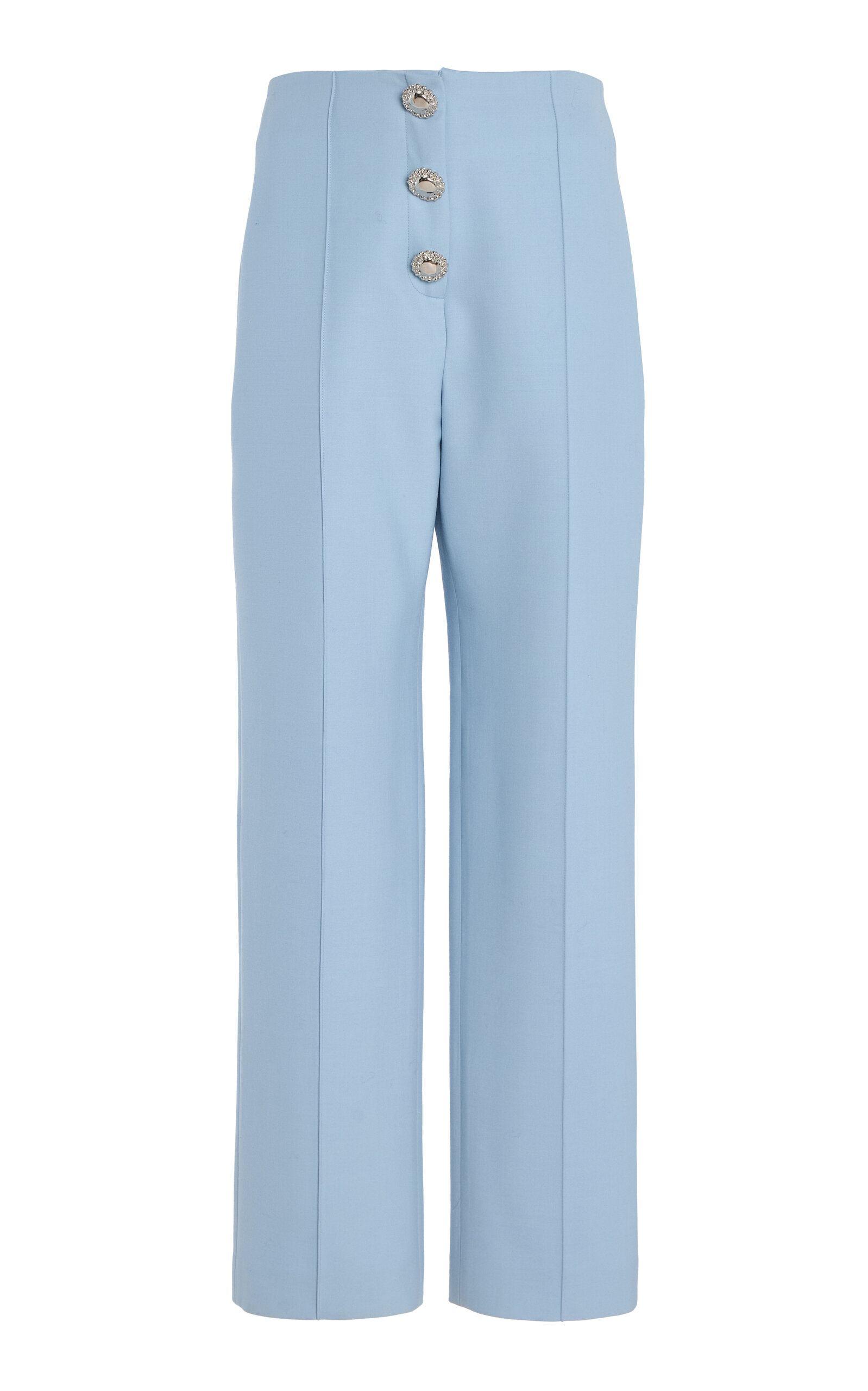 Button-Detailed Wool Straight-Leg Pants