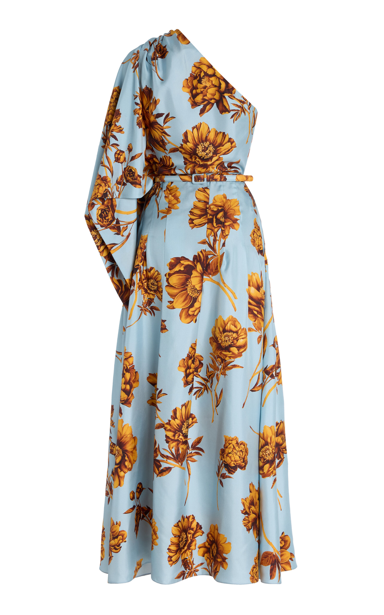 Asymmetric Printed Silk Maxi Dress