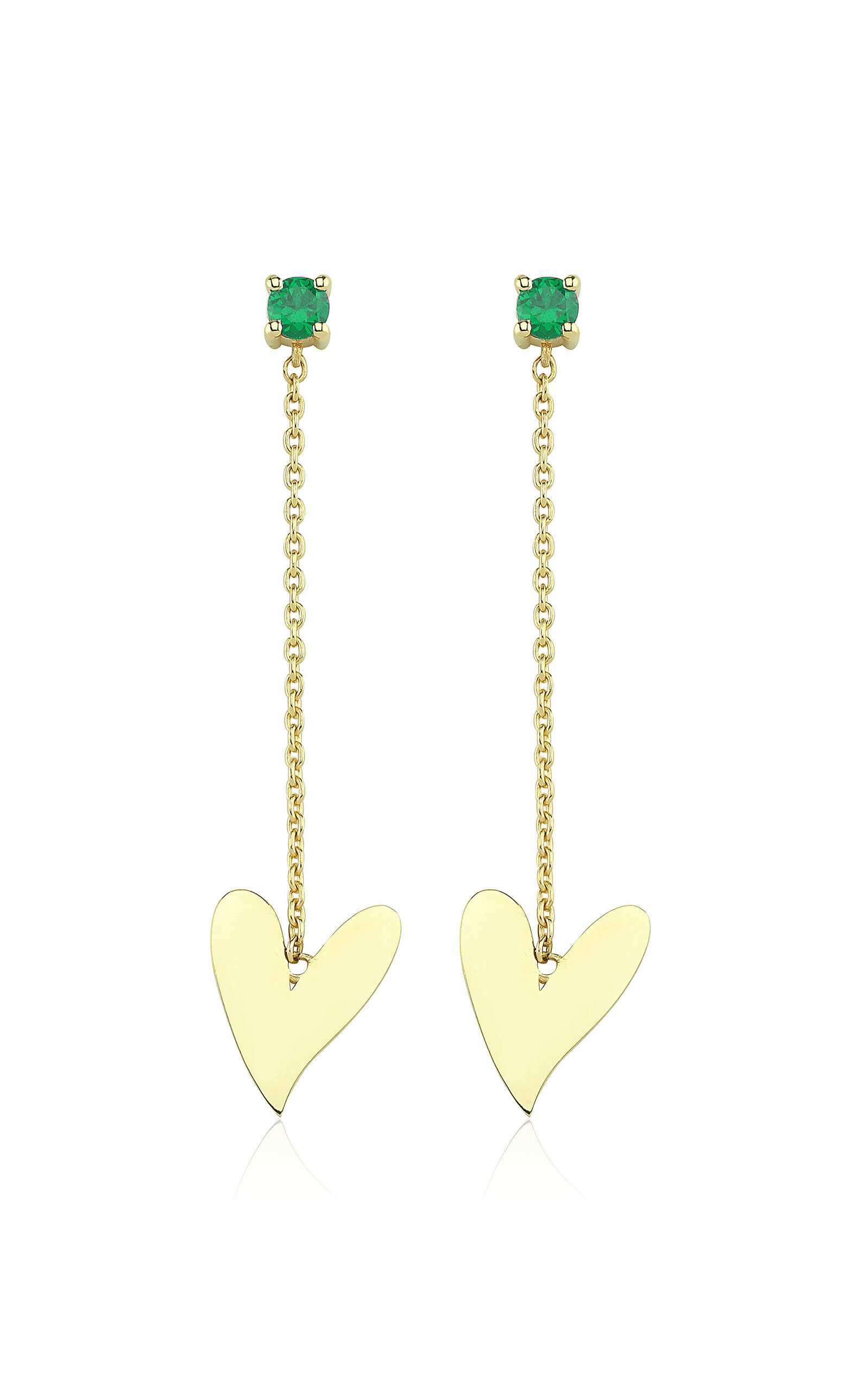 Heart Chain 14K Yellow Gold Tsavorite Earrings