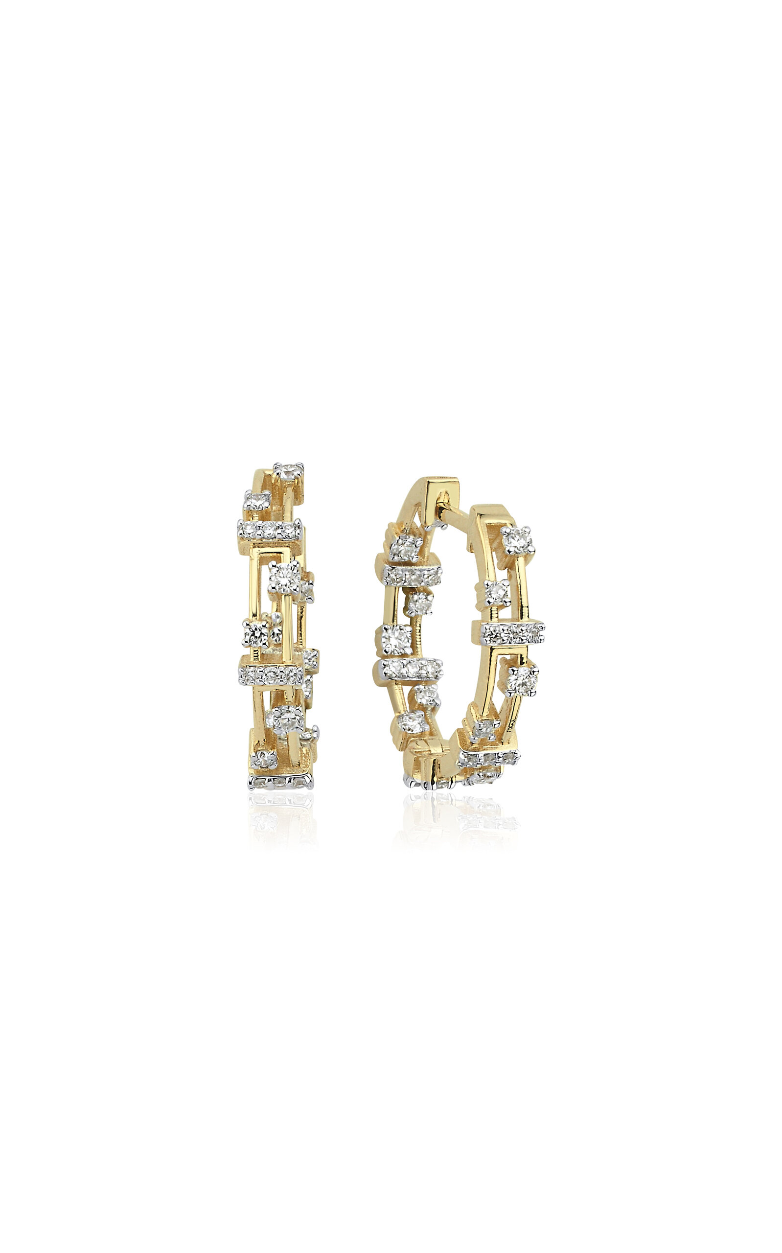 14K Yellow Gold Diamond Hoop Earrings