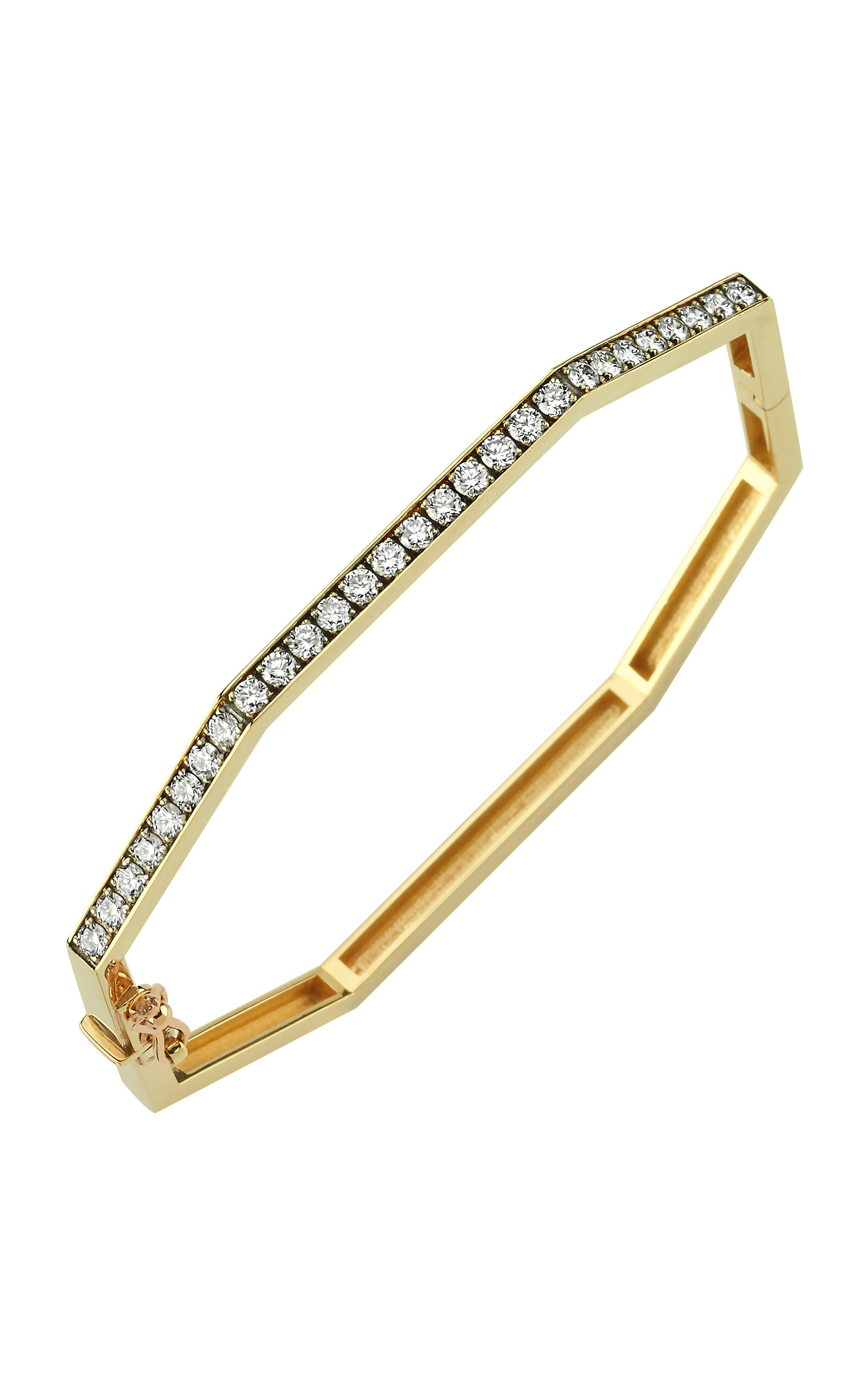 Geometric 14K Yellow Gold Diamond Bangle