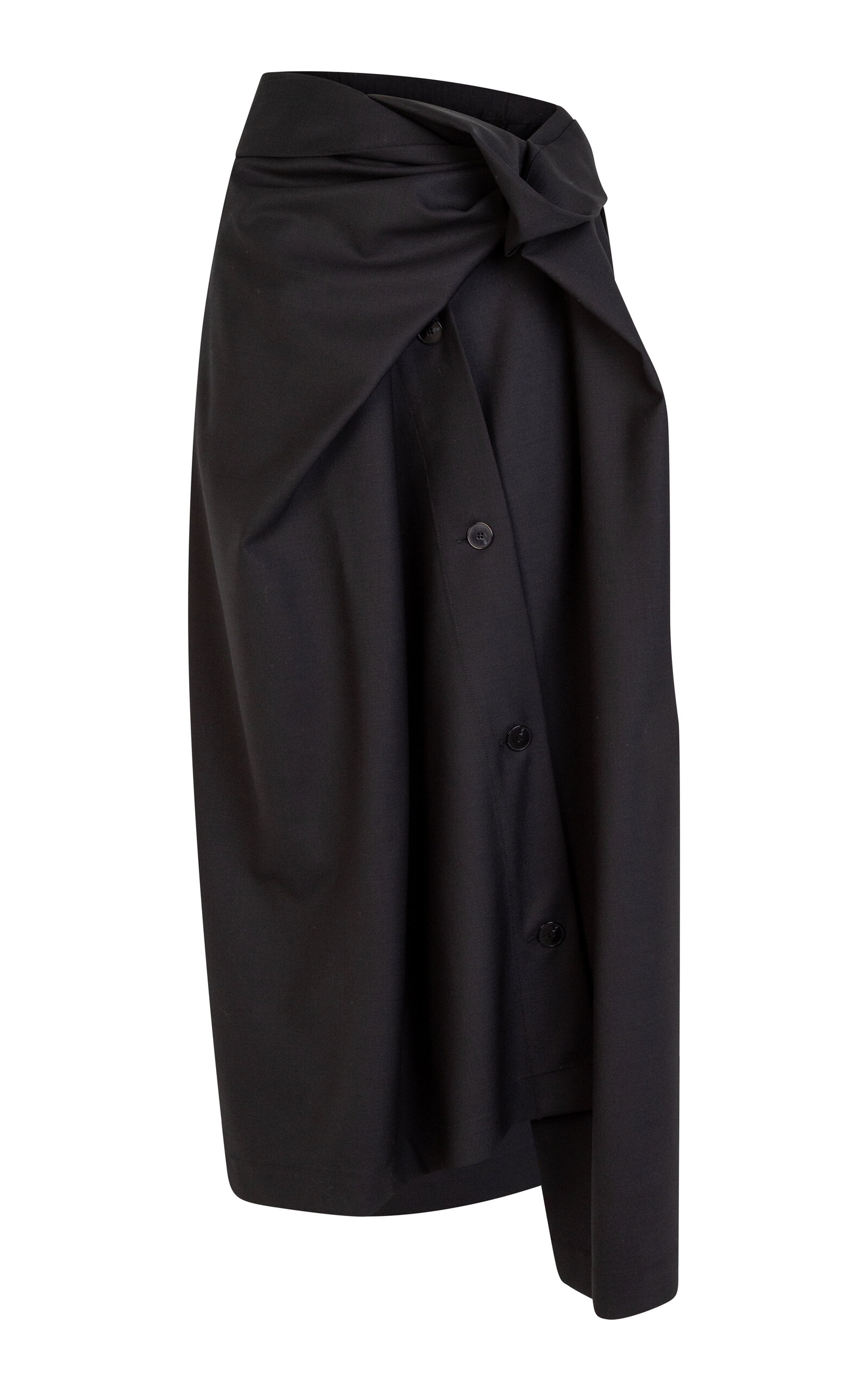 Manuela Draped Stretch-Wool Maxi Skirt