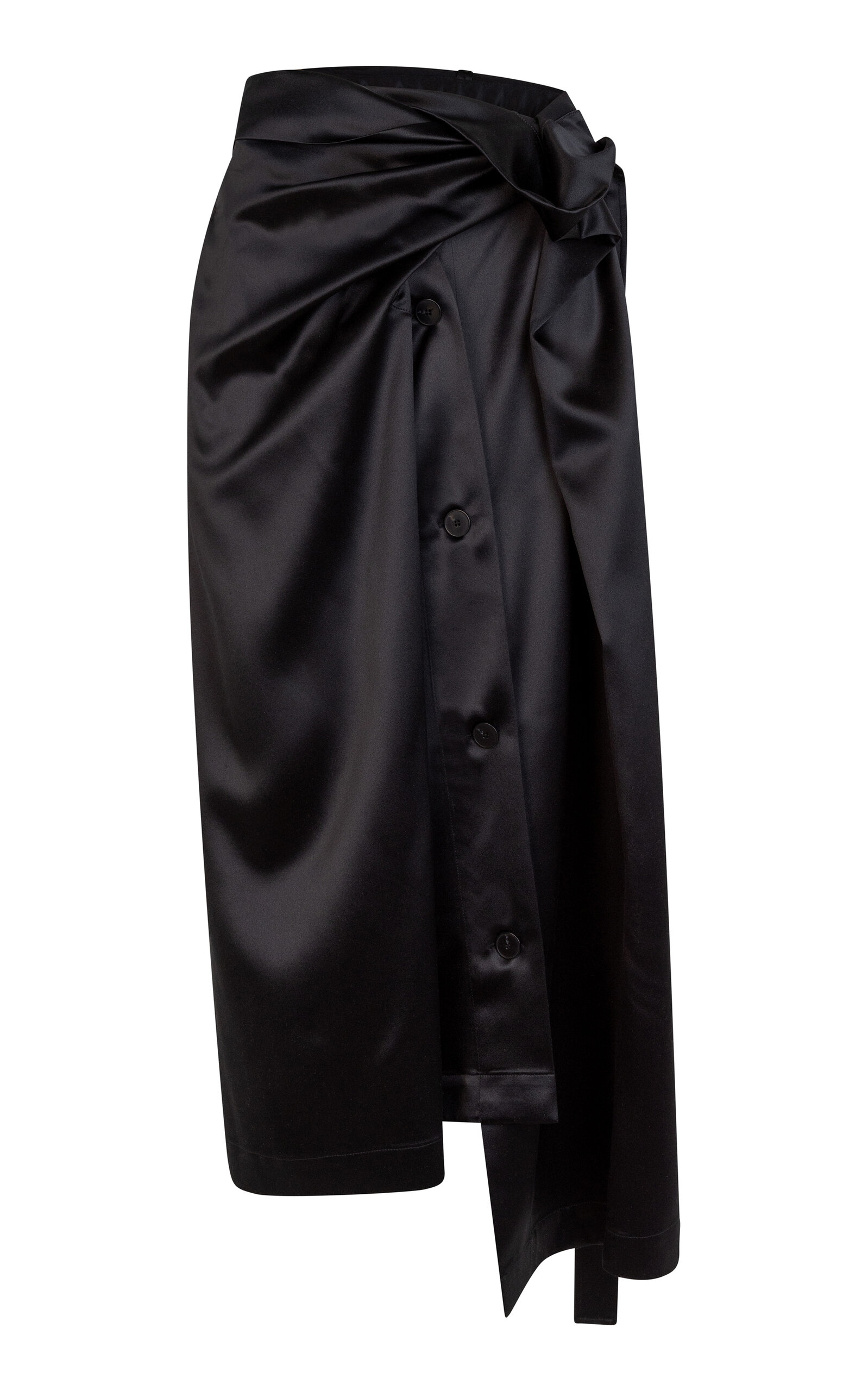 Manuela Button-Front Silk-Satin Maxi Skirt