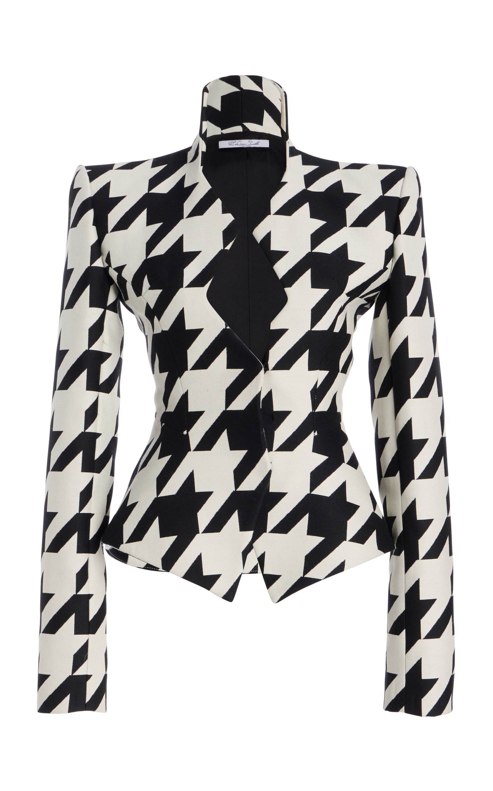 Tailored Houndstooth Wool Blazer