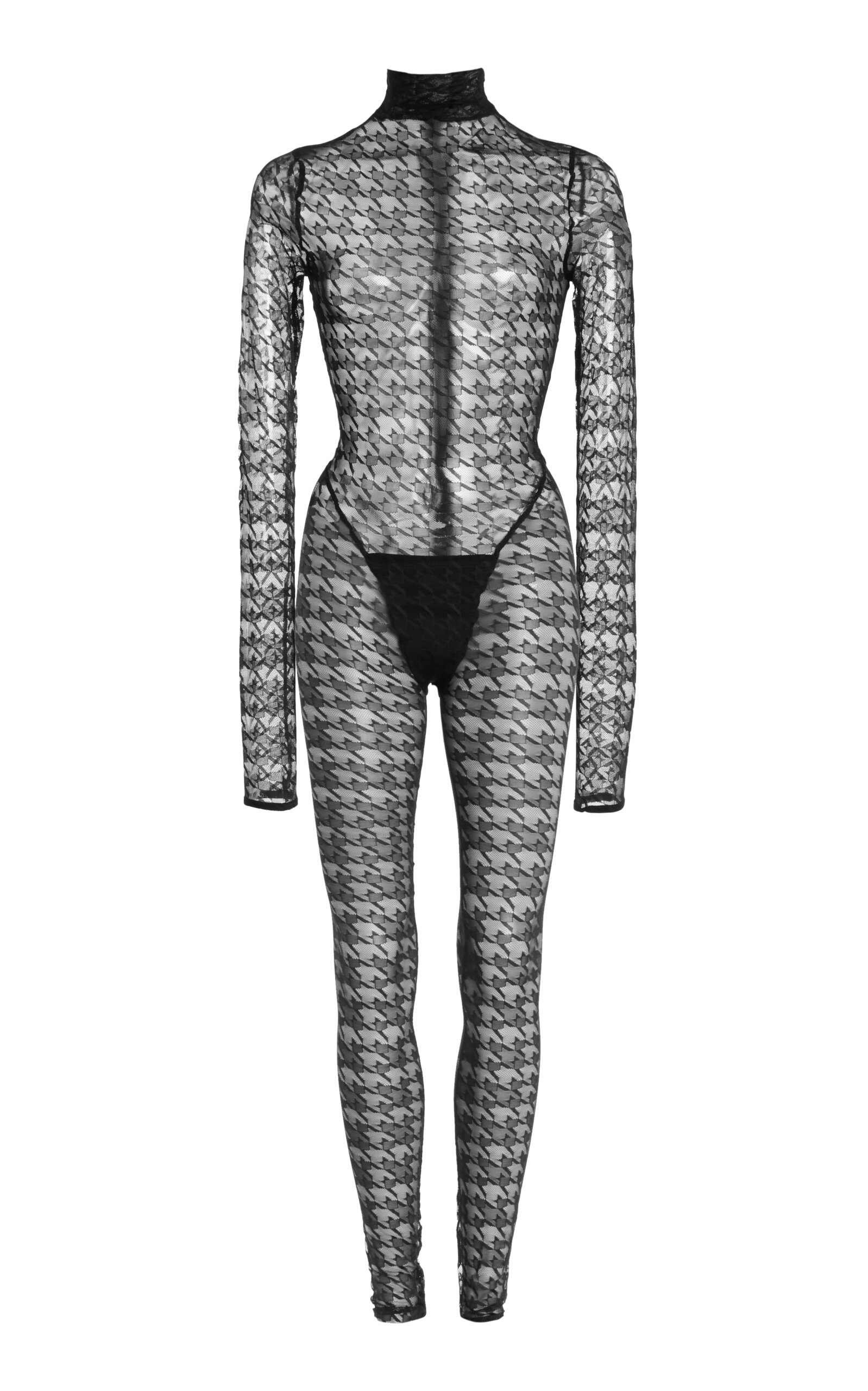 Sheer Houndstooth Jumpsuit