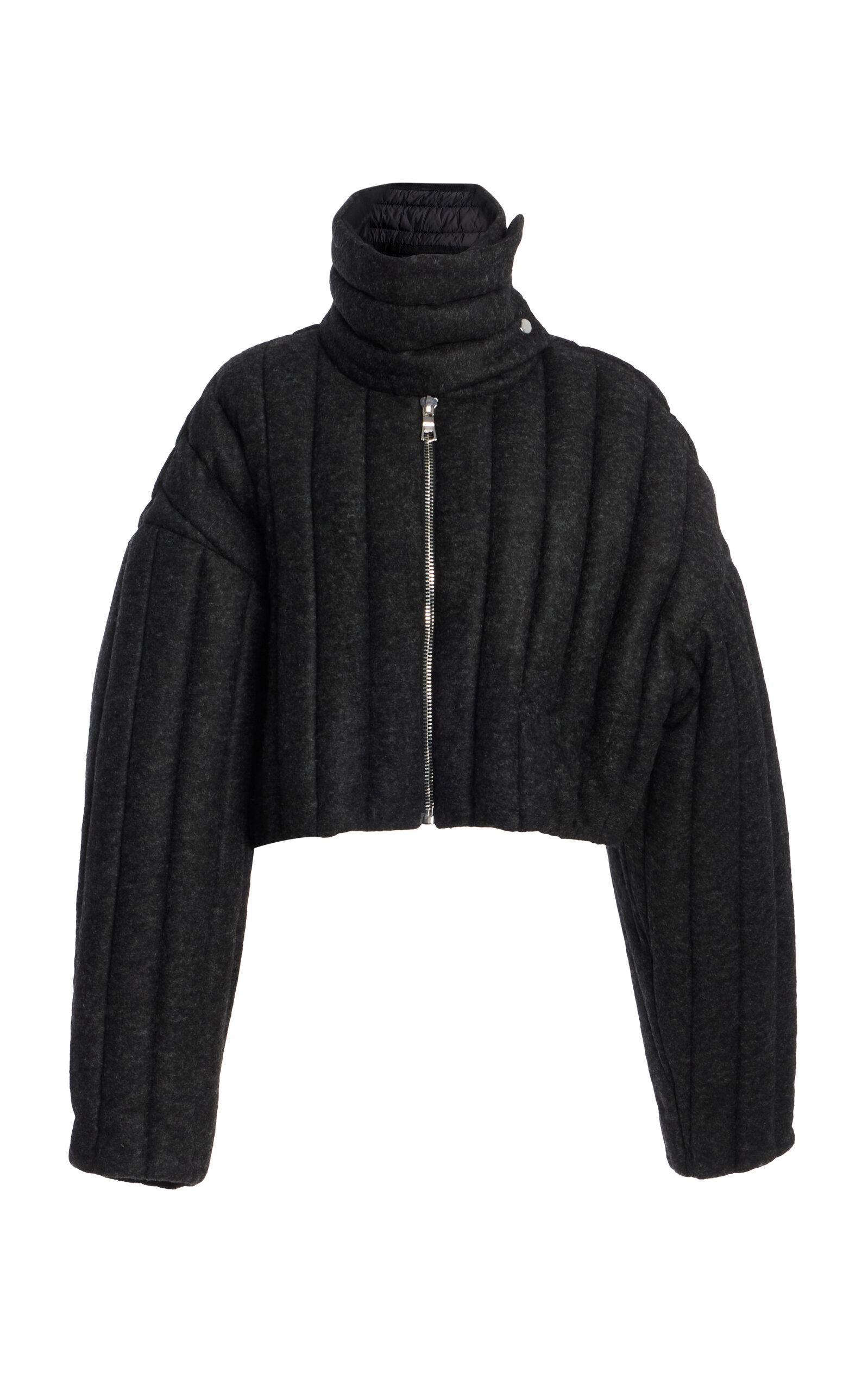 Turtleneck Vertical Quilted Jacket