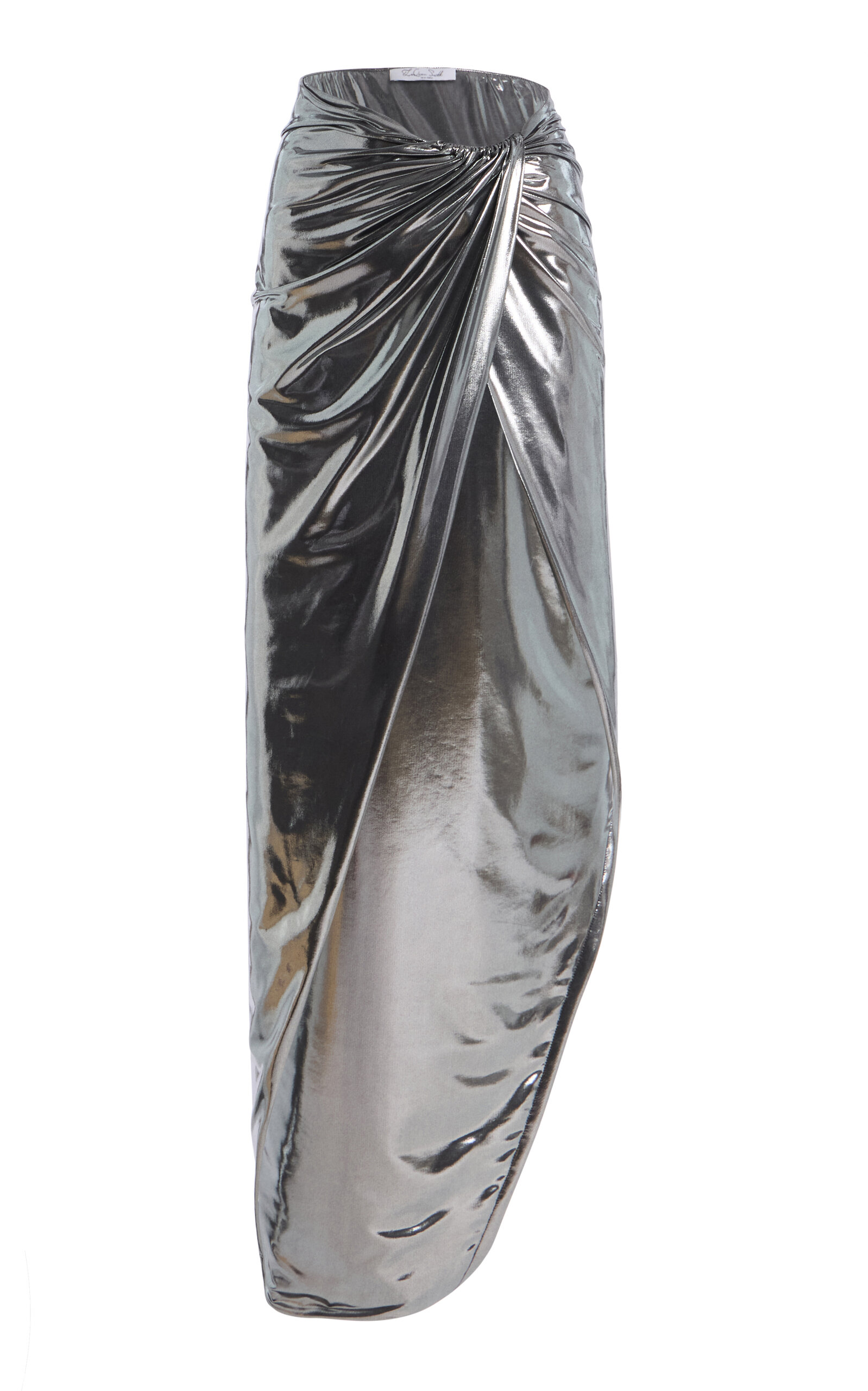 Metallic Draped Slit Skirt