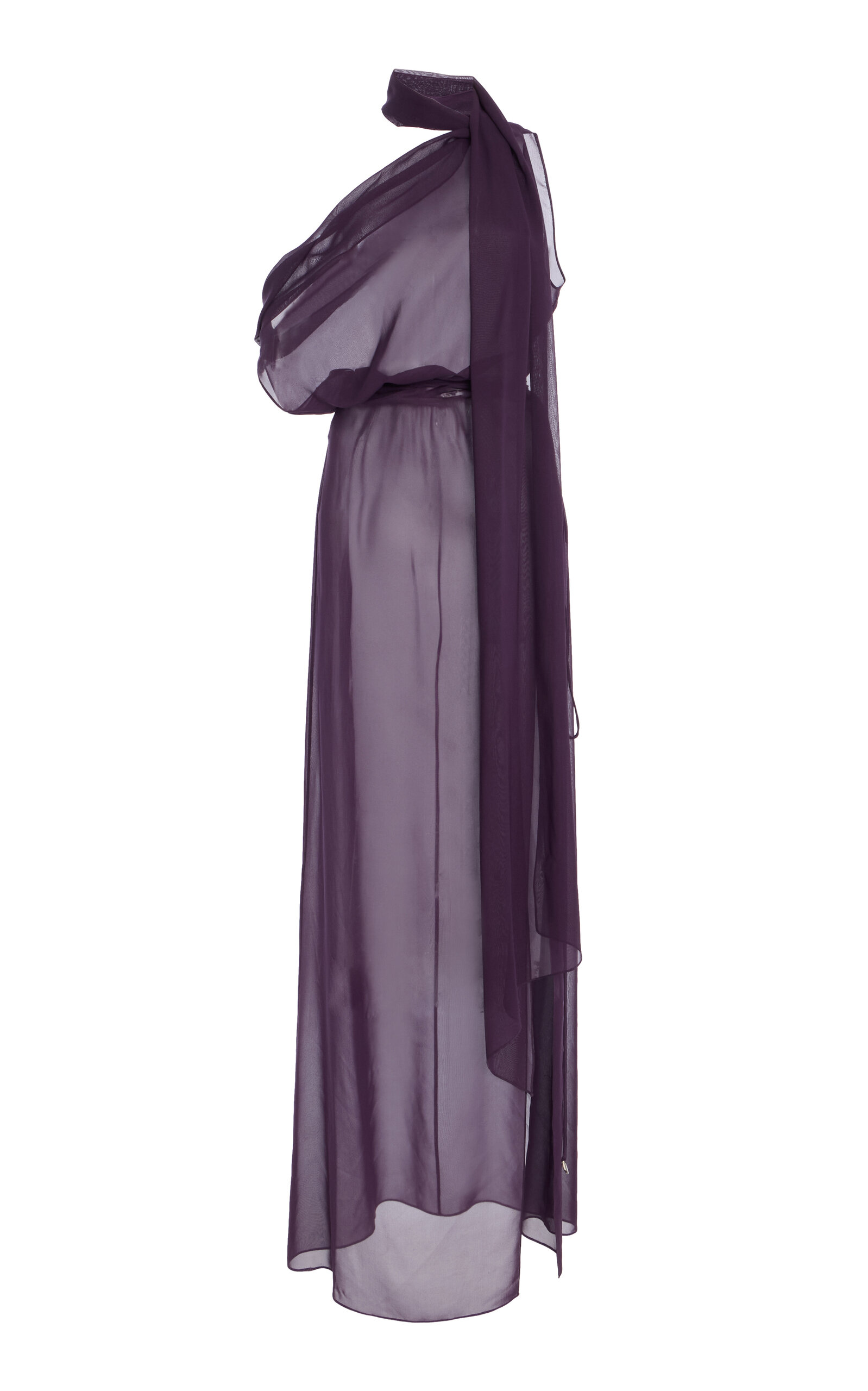 Draped Scarf Silk Gown