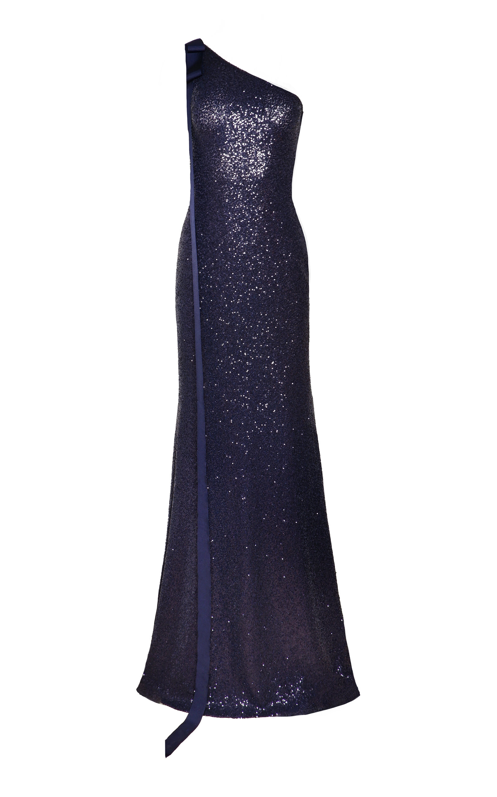 Asymmetric Stretch-Sequin Gown