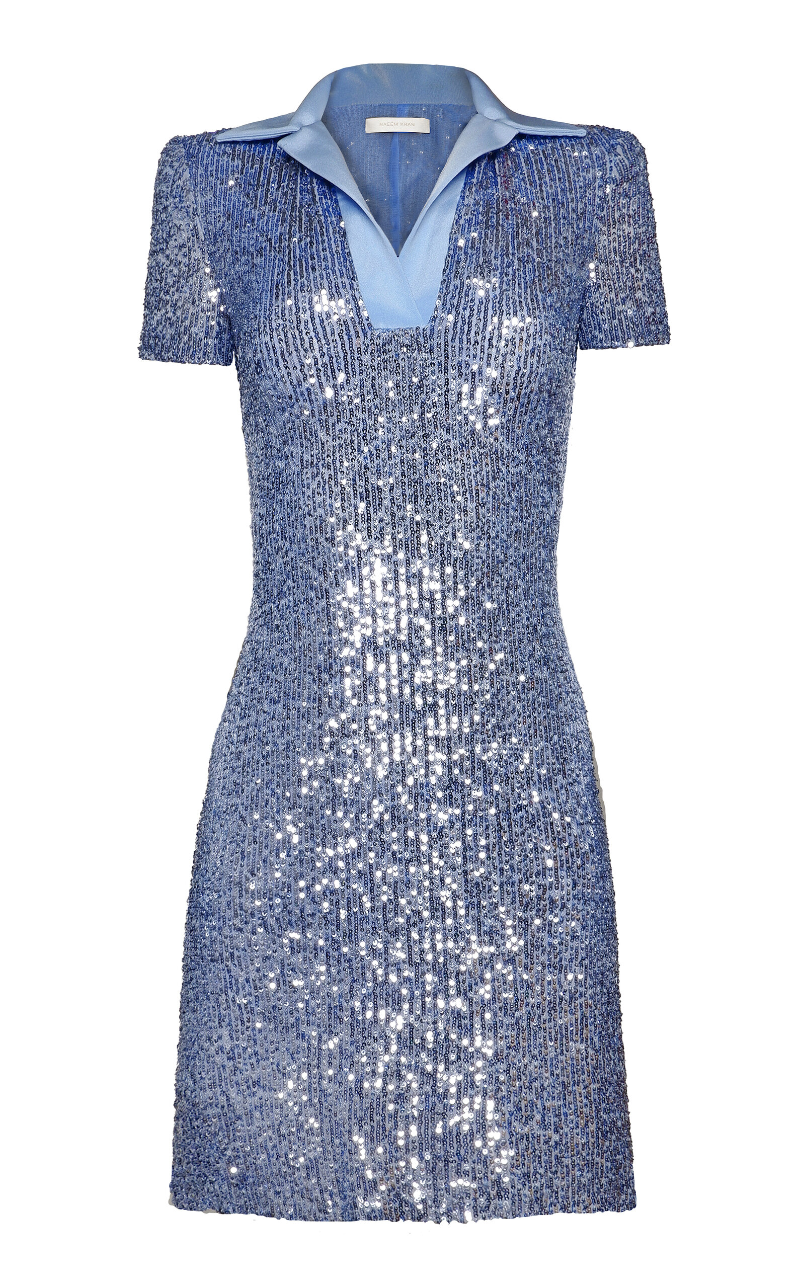 Stretch-Sequin Polo Mini Dress