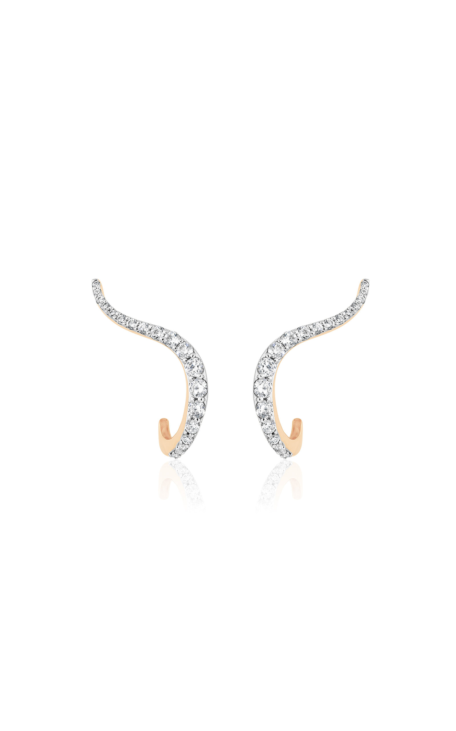 18K Rose Gold Halo Earrings Half Pavé