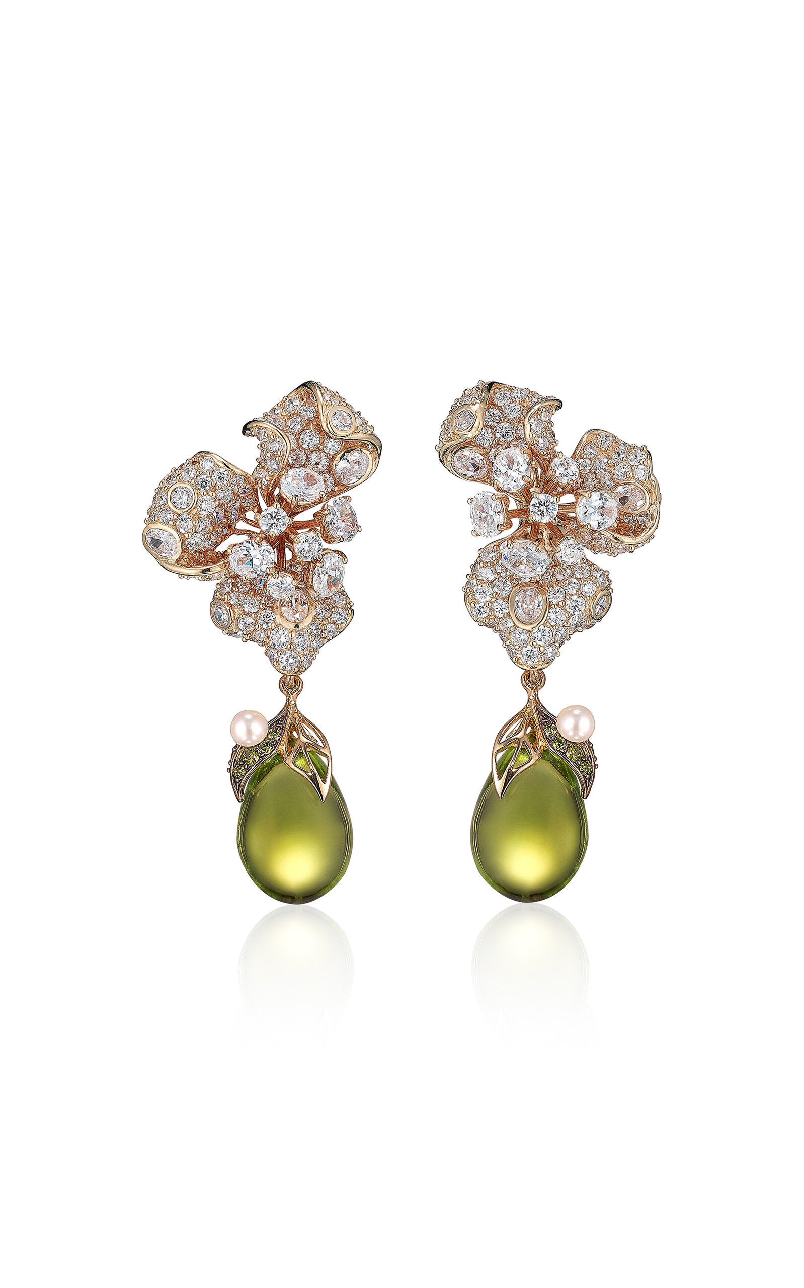 18k Yellow Gold; White Gold; Black Gold and Rhodium Vermeil Apple Blossom Earrings