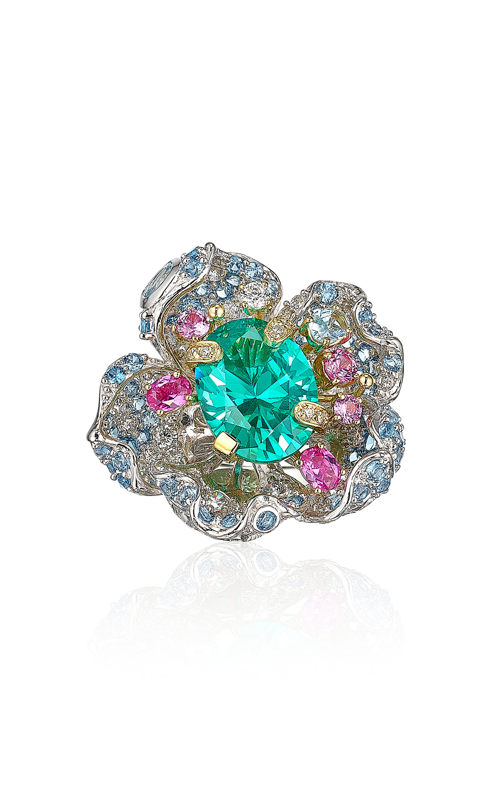 18k White Gold and Rhodium Vermeil Paraiba Bloom Ring