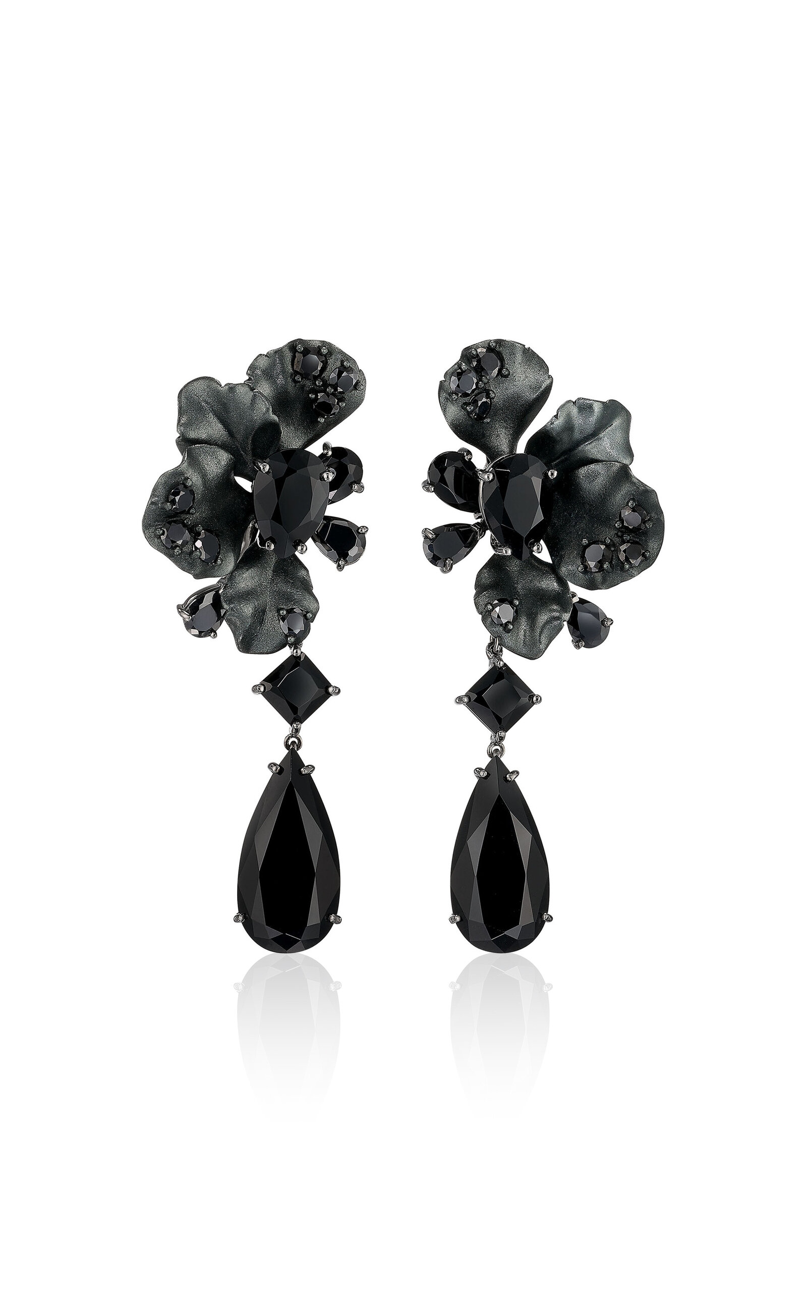 18k White Gold and Black Rhodium Black Diamond Ariel Earrings