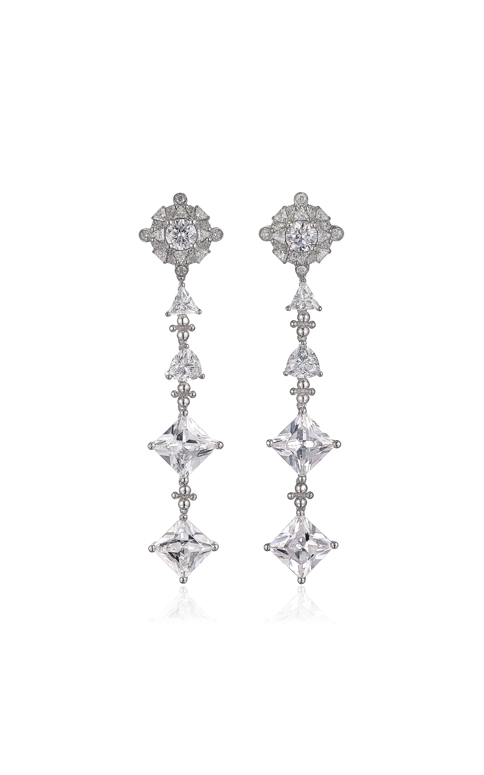 18k White Gold and Rhodium Vermeil Diamond Tropical Drop Earrings