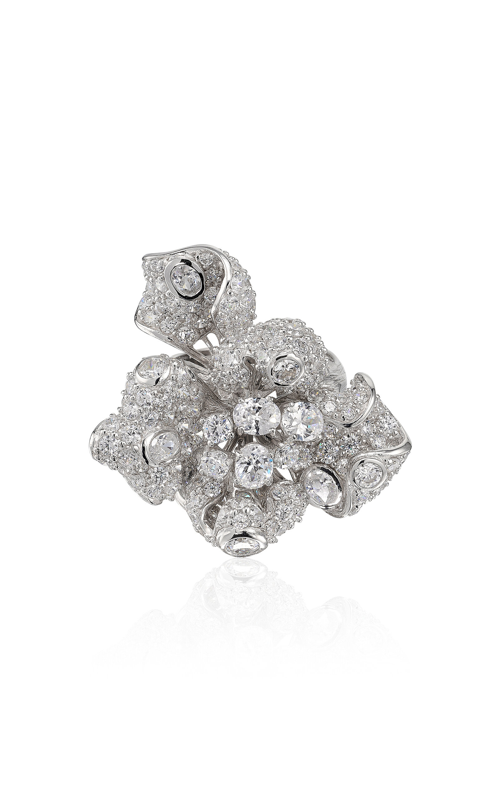 18k White Gold and Rhodium Vermeil Mini White Diamond Bloomingdale Ring