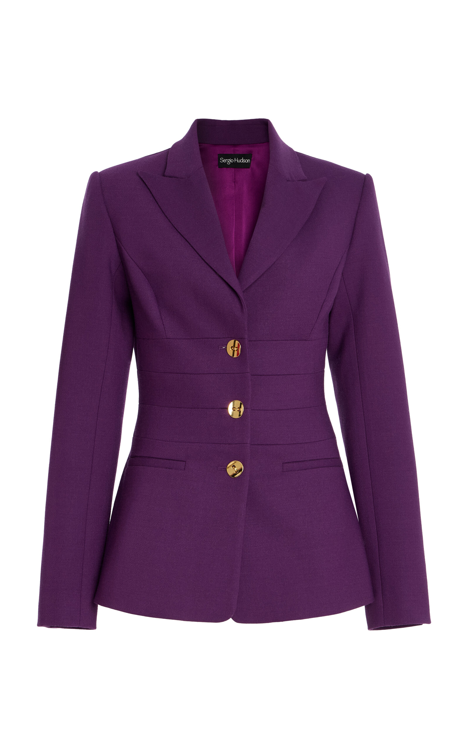 Pleated Waist Wool Blazer