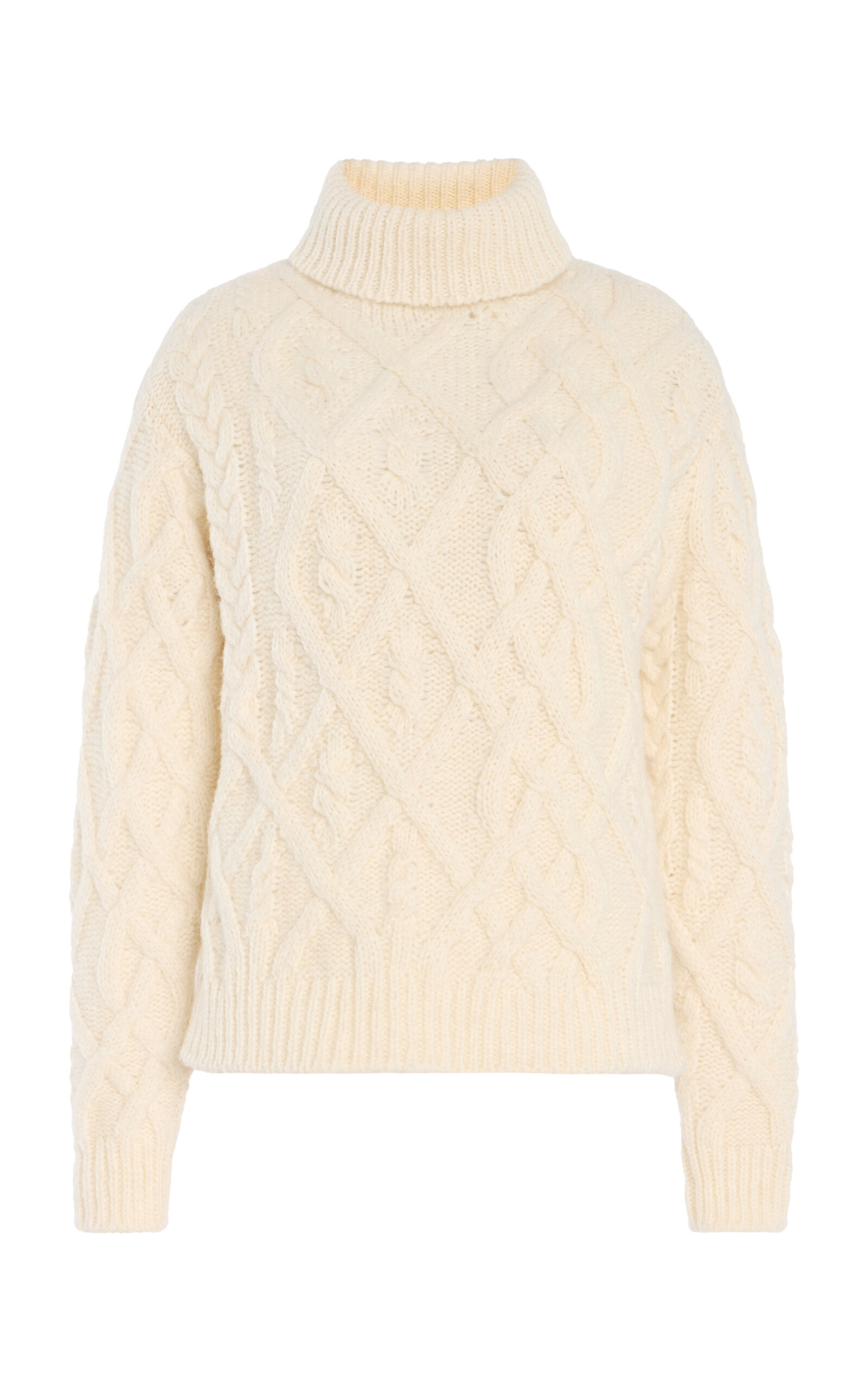 Turtleneck Cable Knit Cashmere Sweater