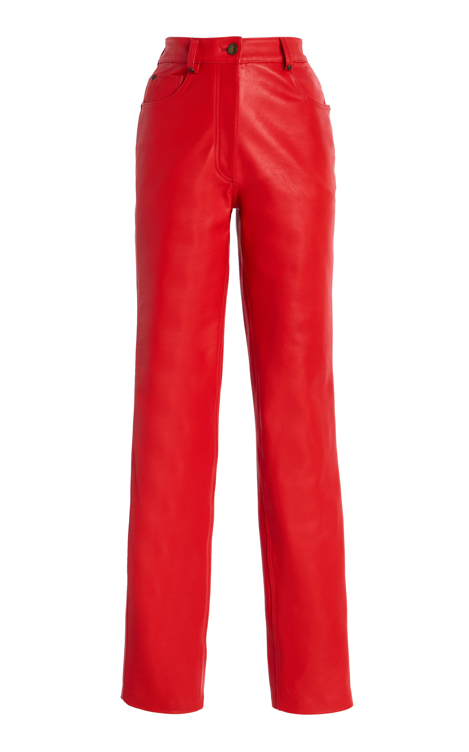 Straight Leg Leather Pants