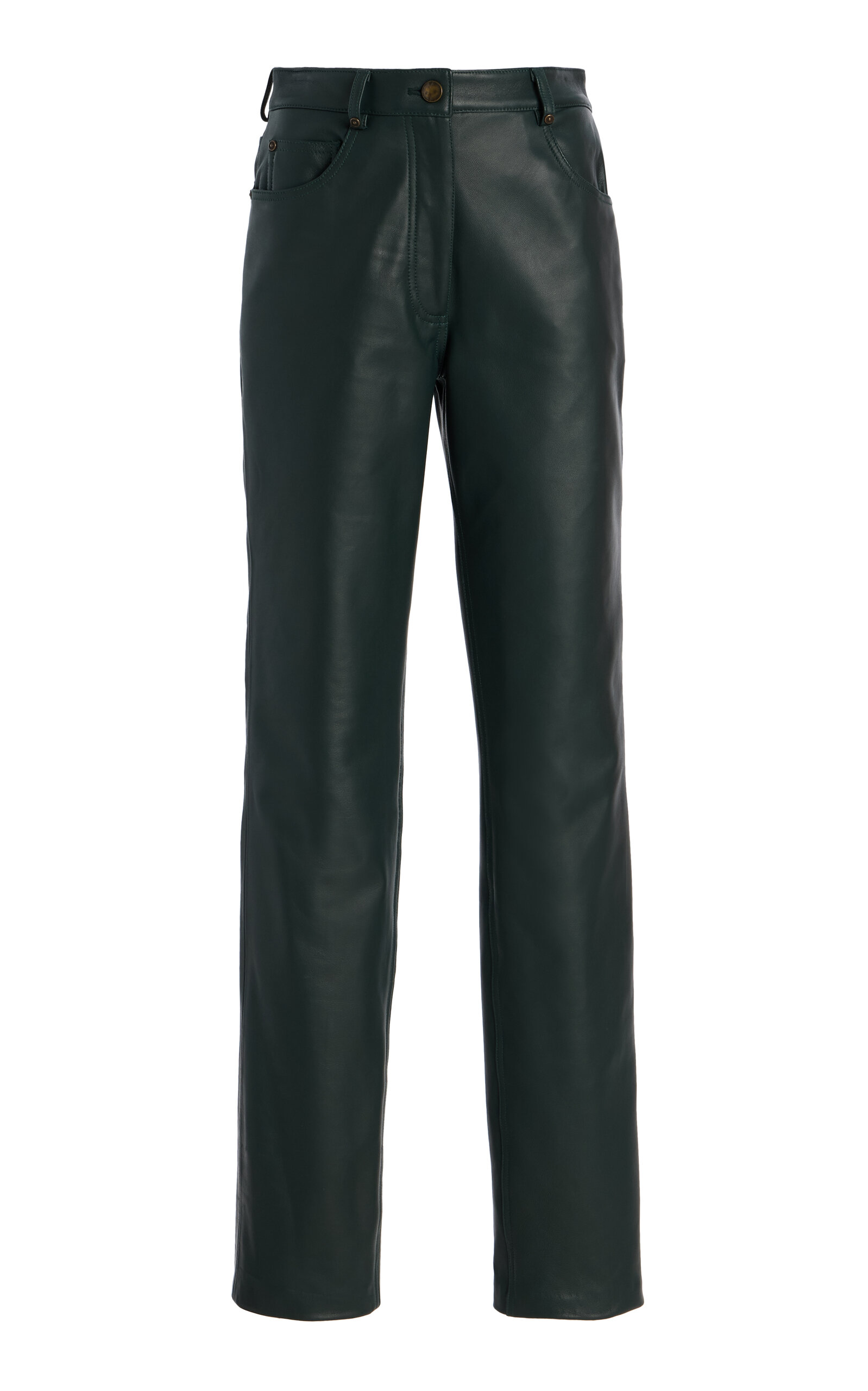 Straight Leg Leather Pants