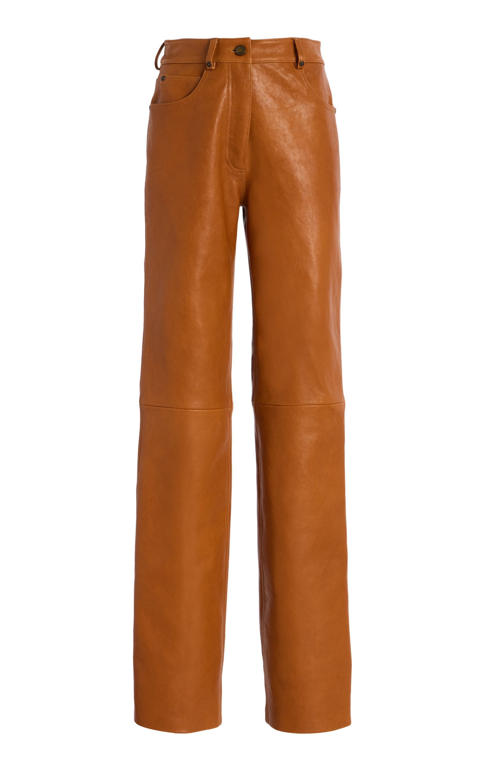 Straight Leg Leather Pants