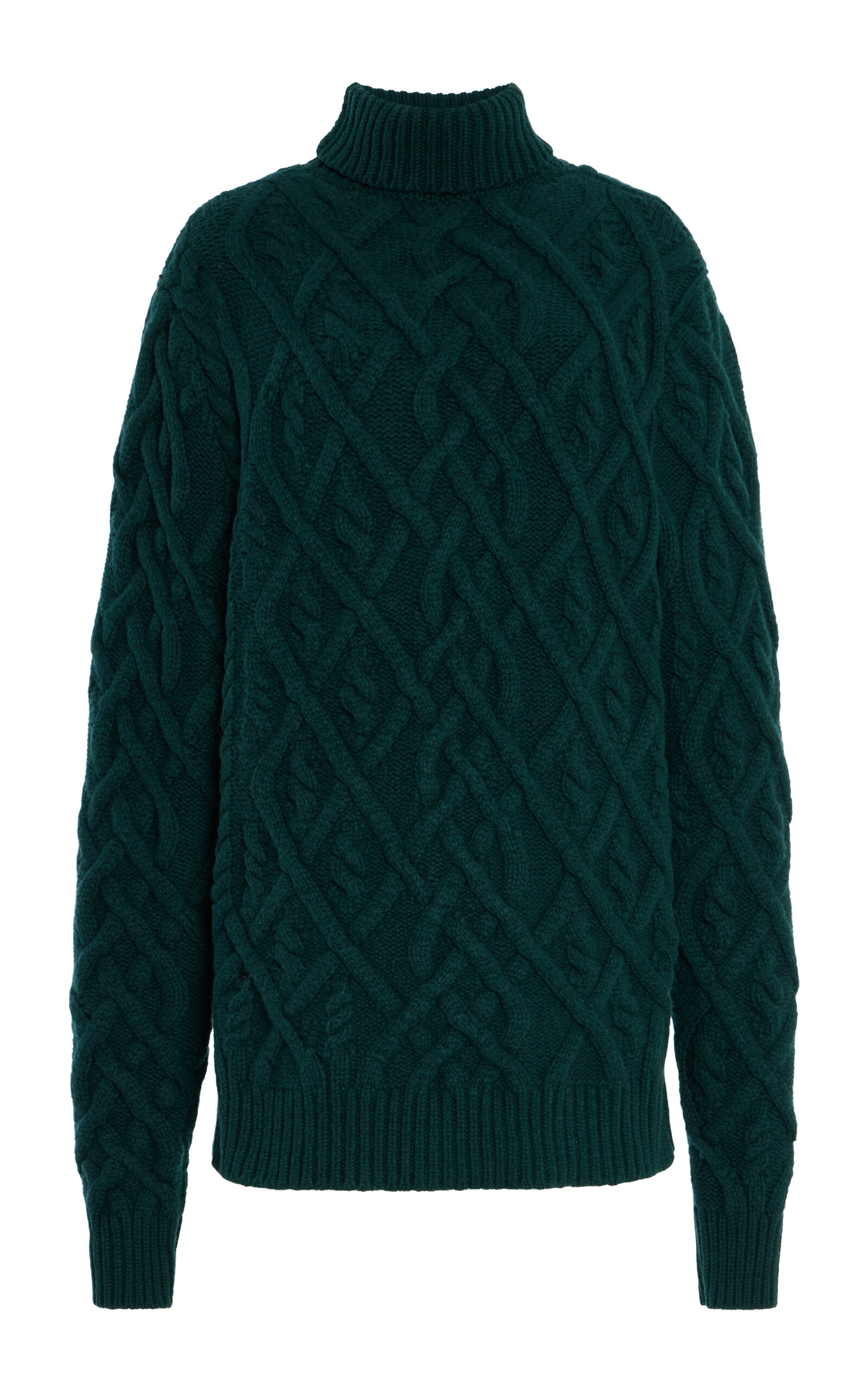 Turtleneck Cable Knit Cashmere Sweater