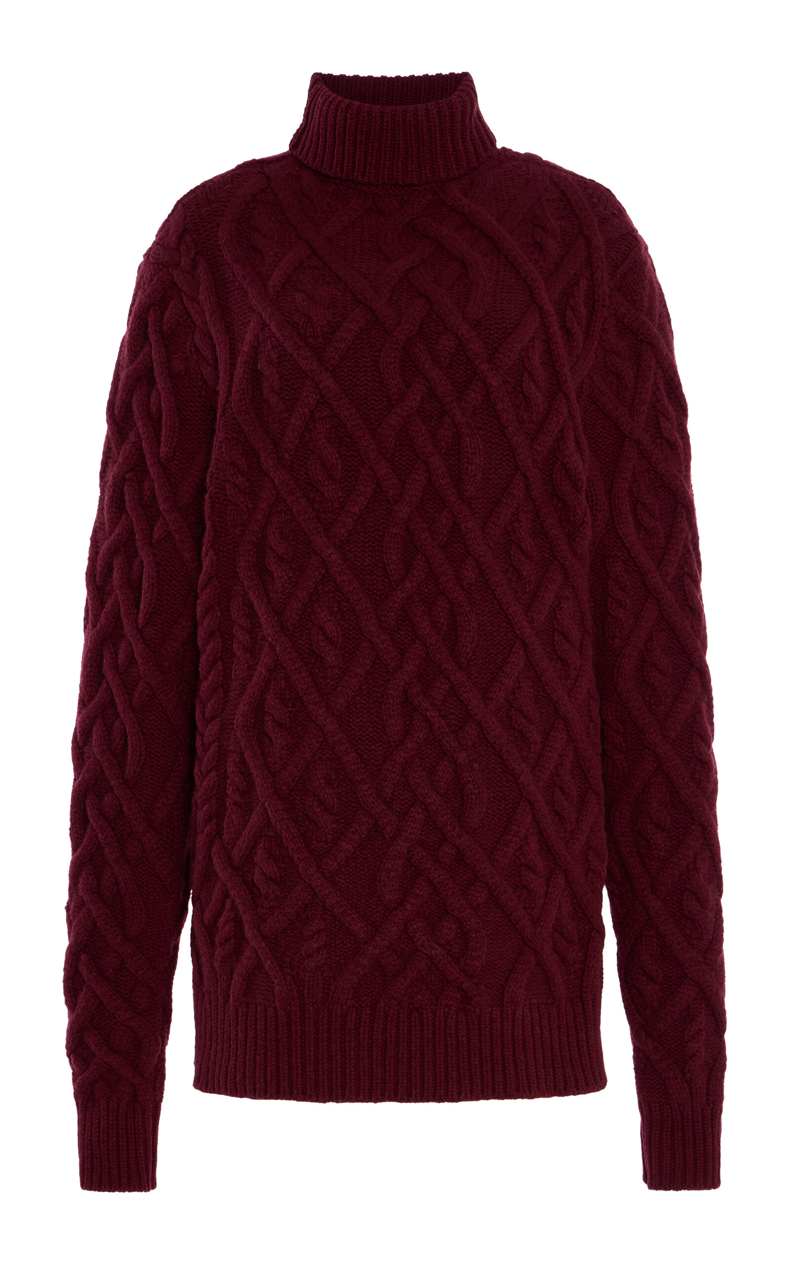 Turtleneck Cable Knit Cashmere Sweater