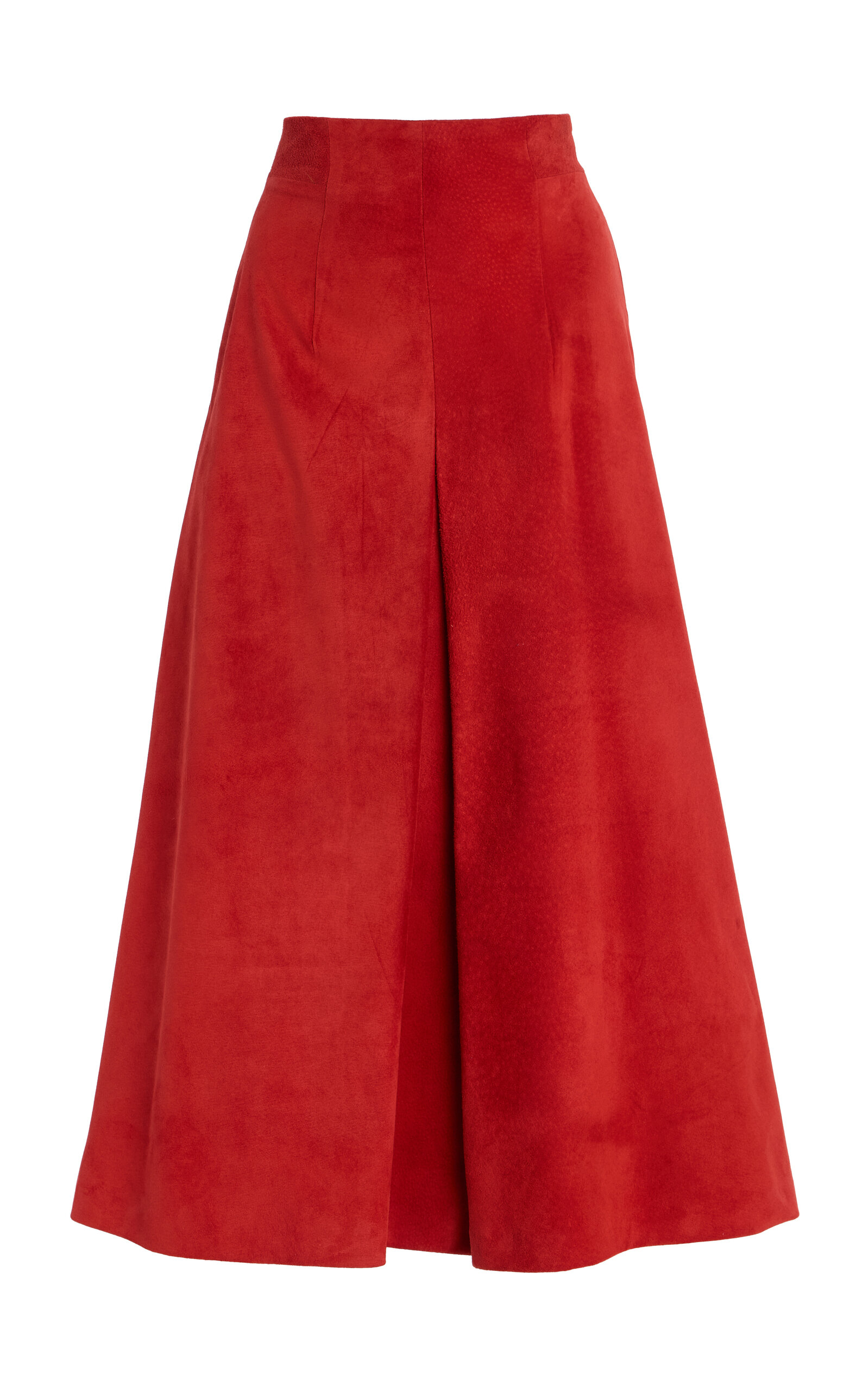 Box Pleated Suede Skirt