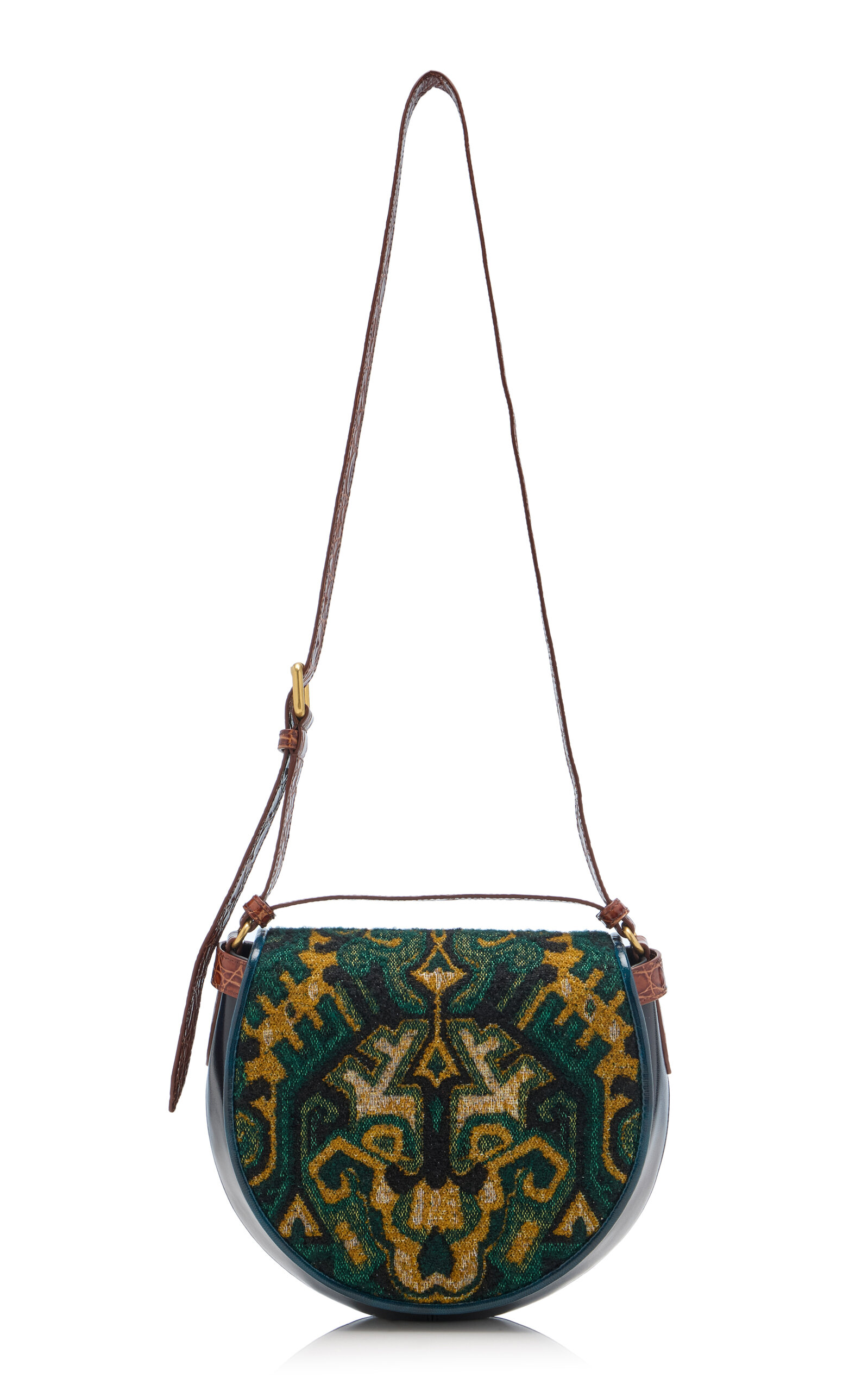 Gobelin Jacquard Embroidered Leather Shoulder Bag