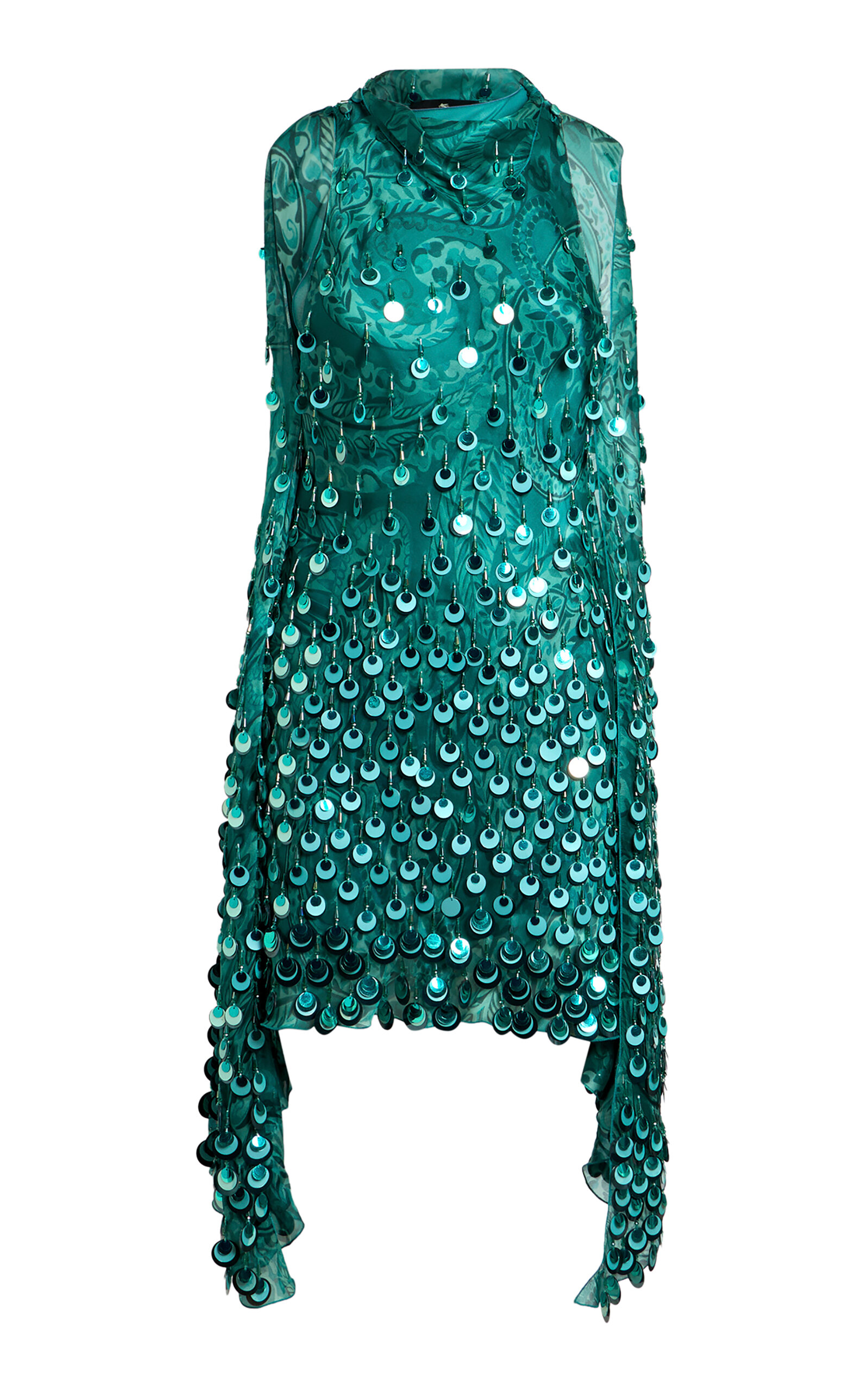 Paillette-Embellished Silk Mini Dress