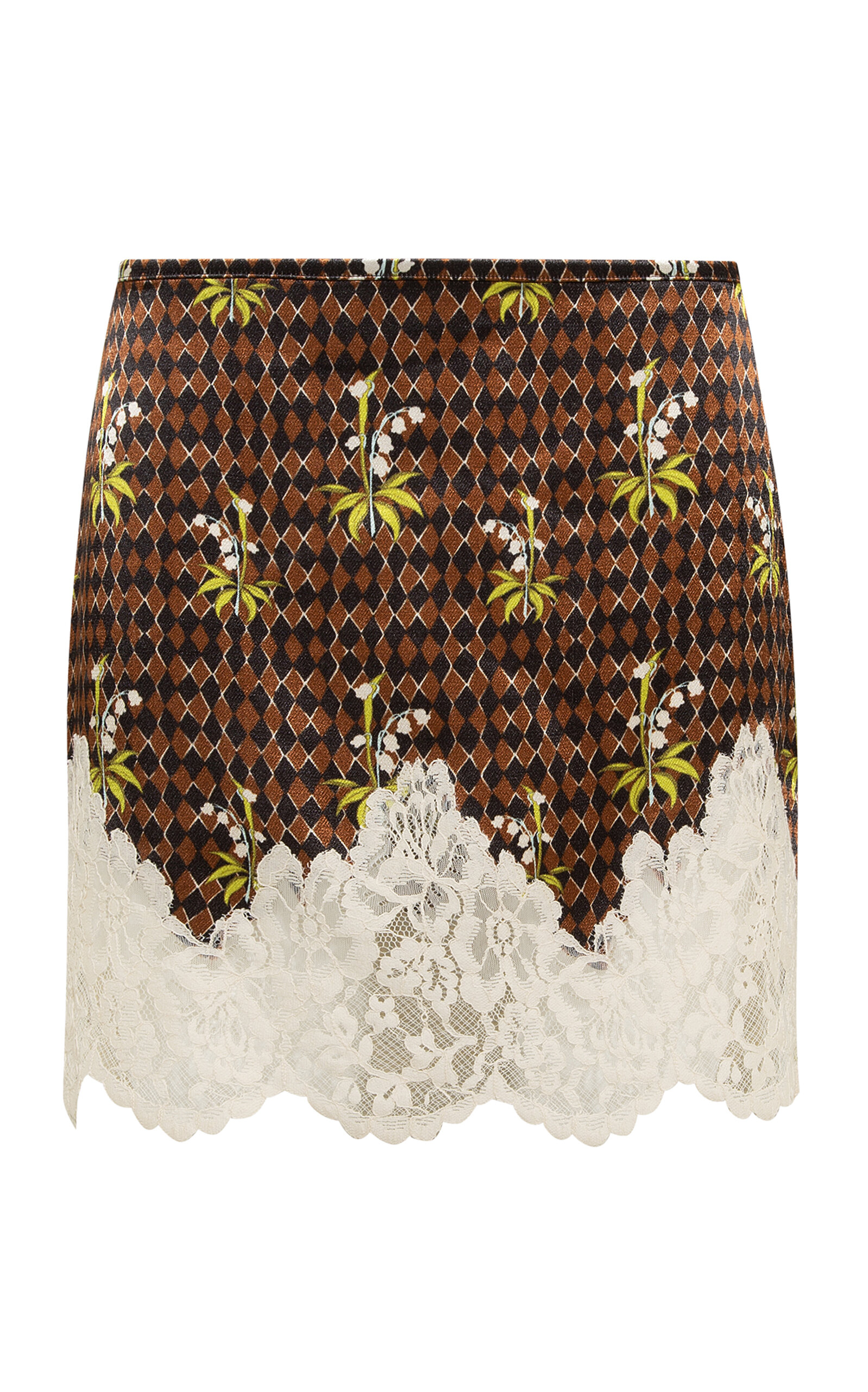 SIEDRÉS Inia Lace-Trimmed Satin Mini Skirt