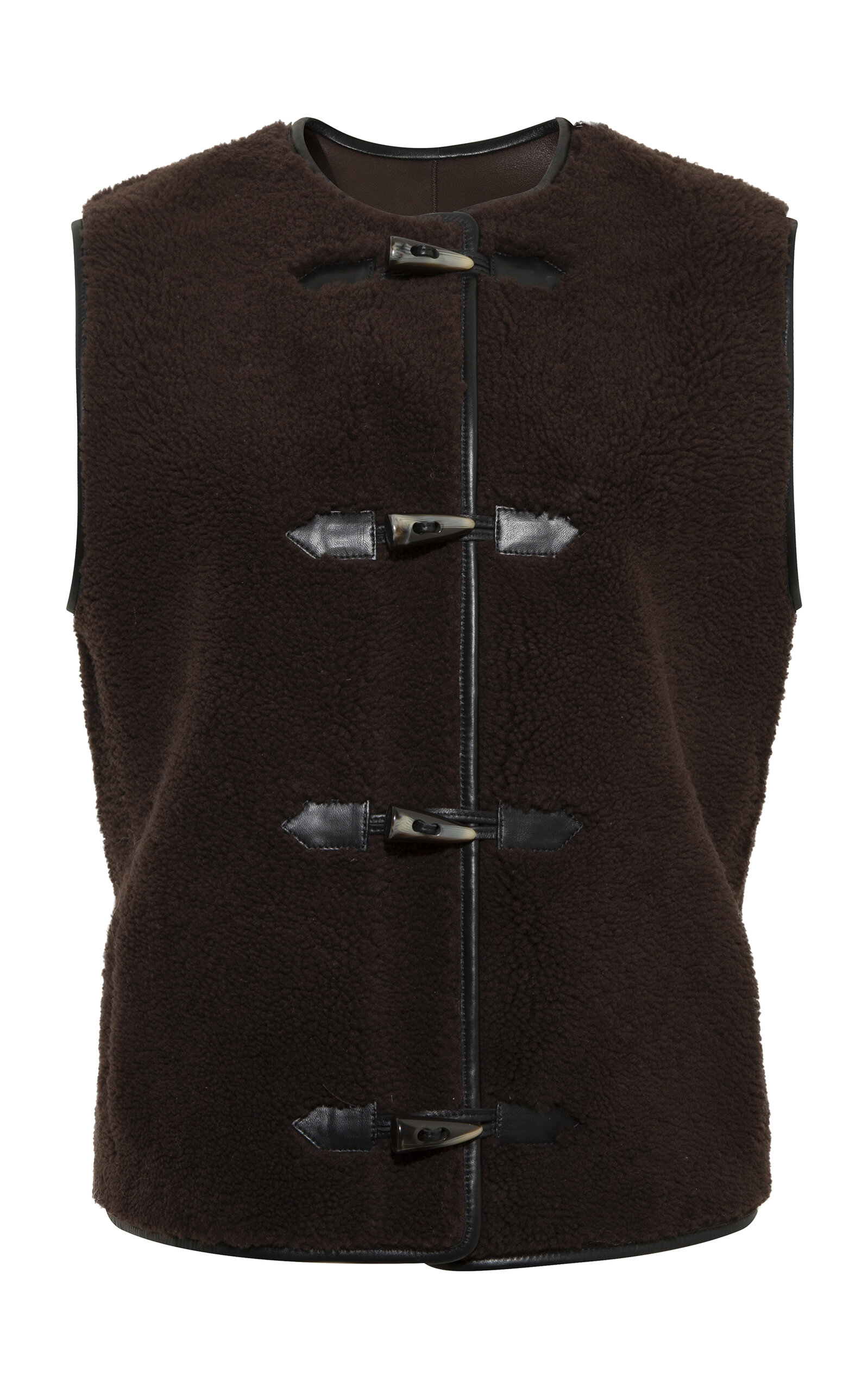 SIEDRÉS Clara Leather-Trimmed Shearling Vest