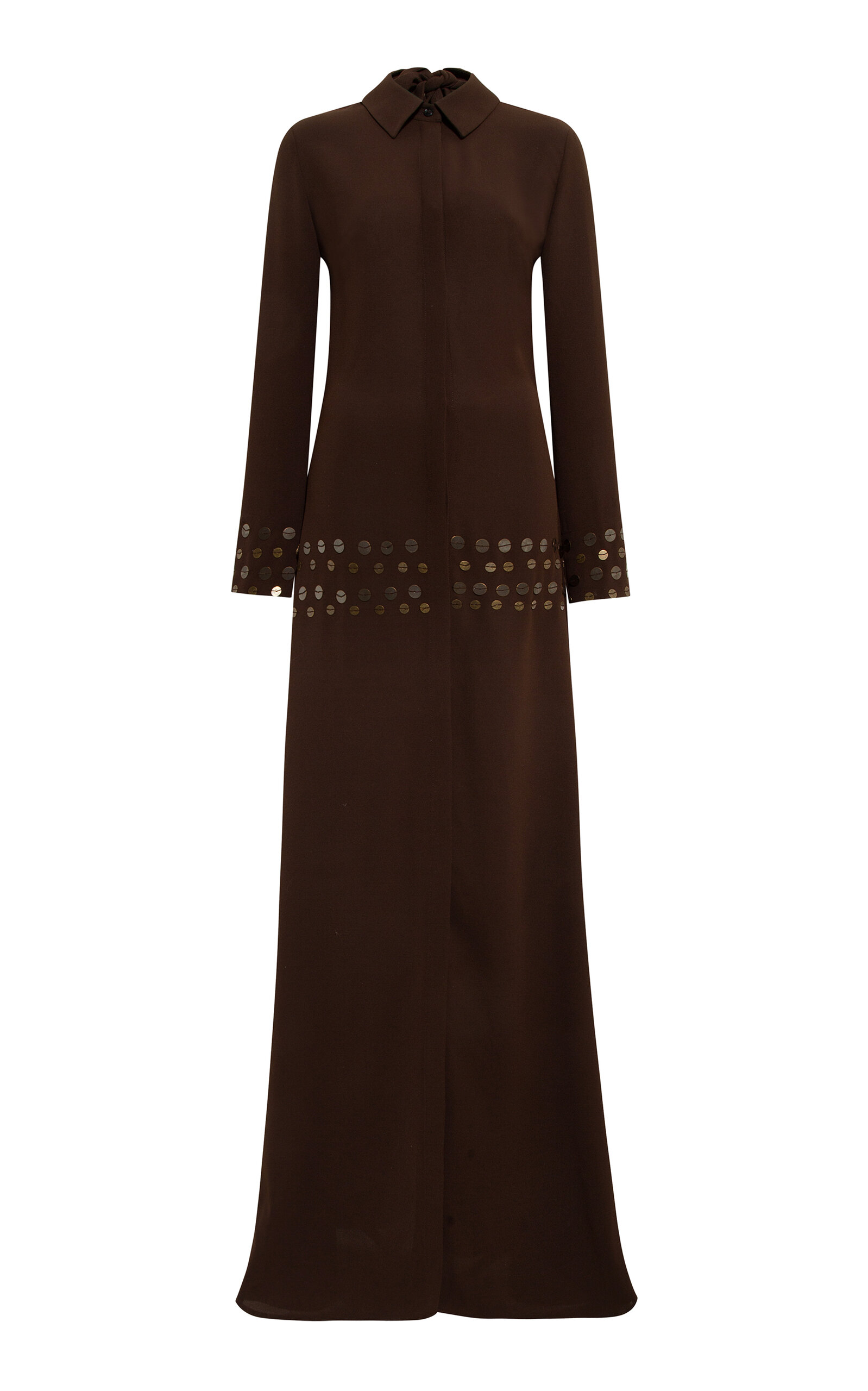 SIEDRÉS Paloma Embellished Crepe Maxi Shirt Dress