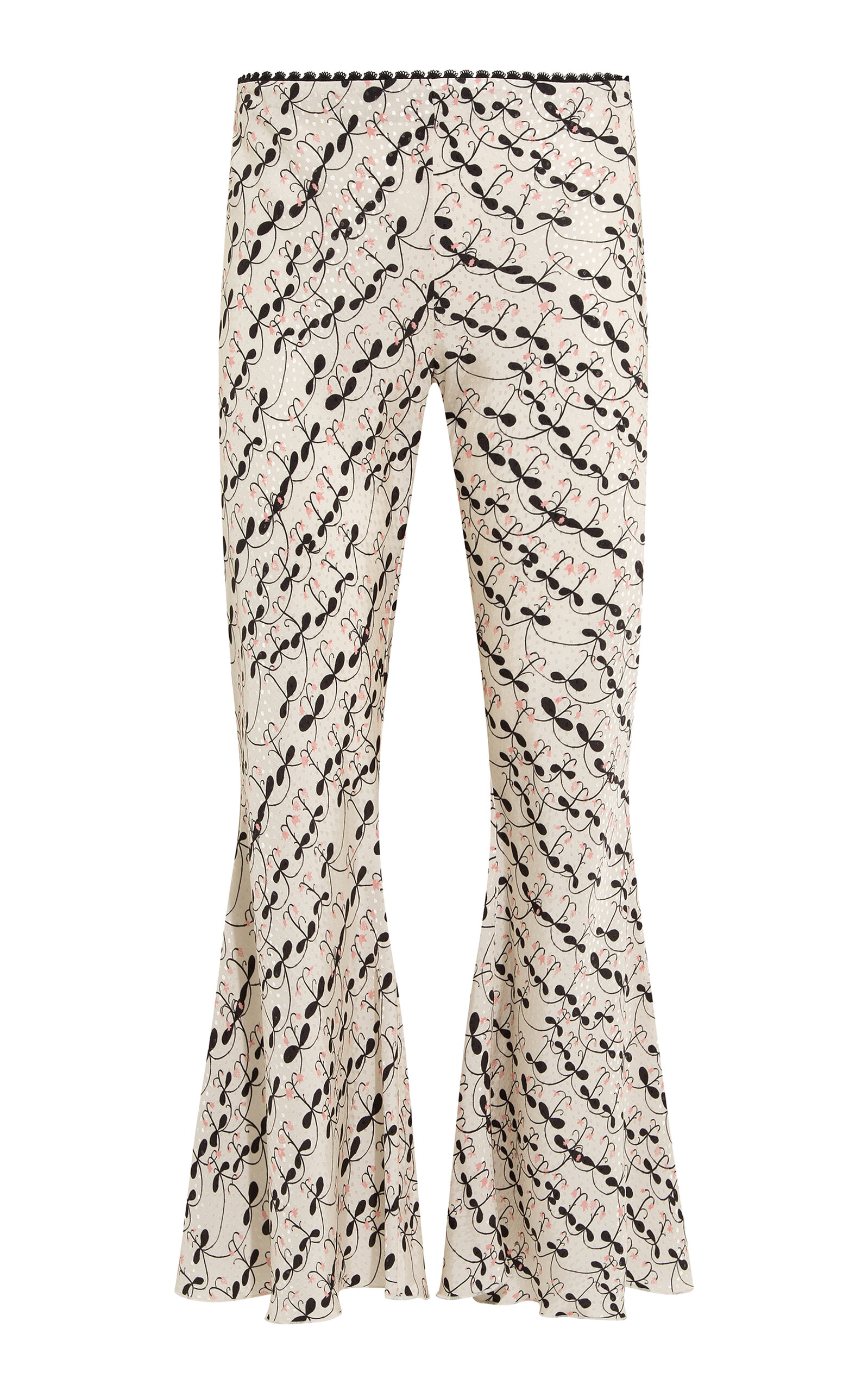 SIEDRÉS Jeslynn Low-Rise Printed Satin Flare Pants