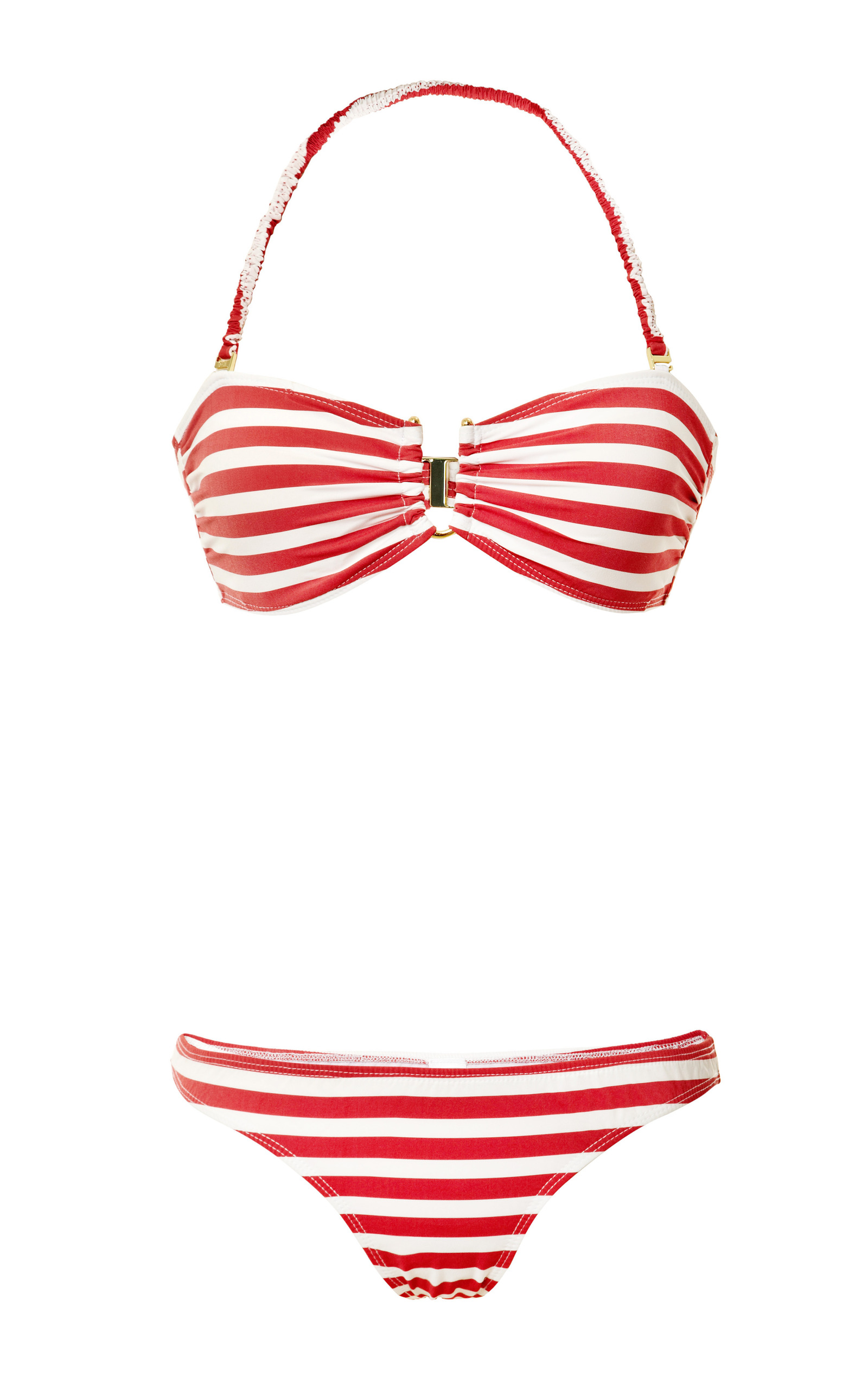 red and white striped bikini top