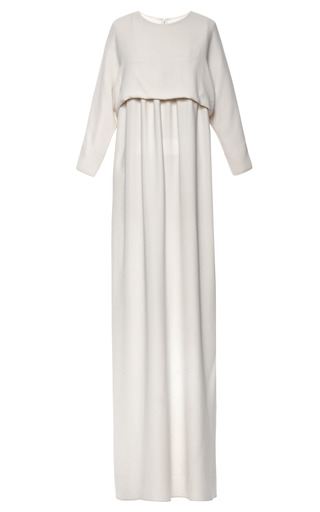 Long Sleeved Floor Length White Dress by Kalmanovich | Moda Operandi